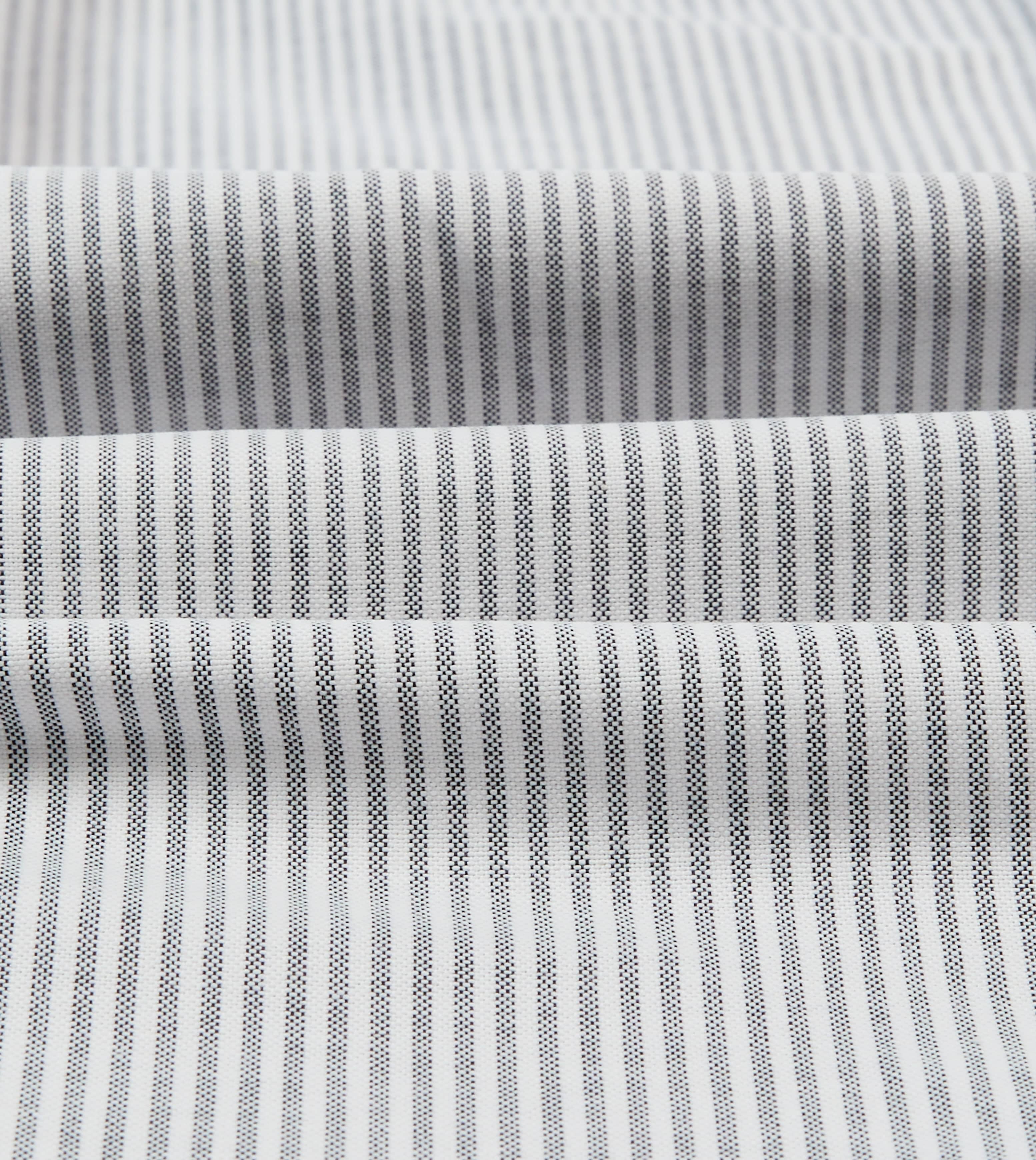 Black Ticking Stripe Cotton Oxford Cloth Button-Down Shirt - Image 2