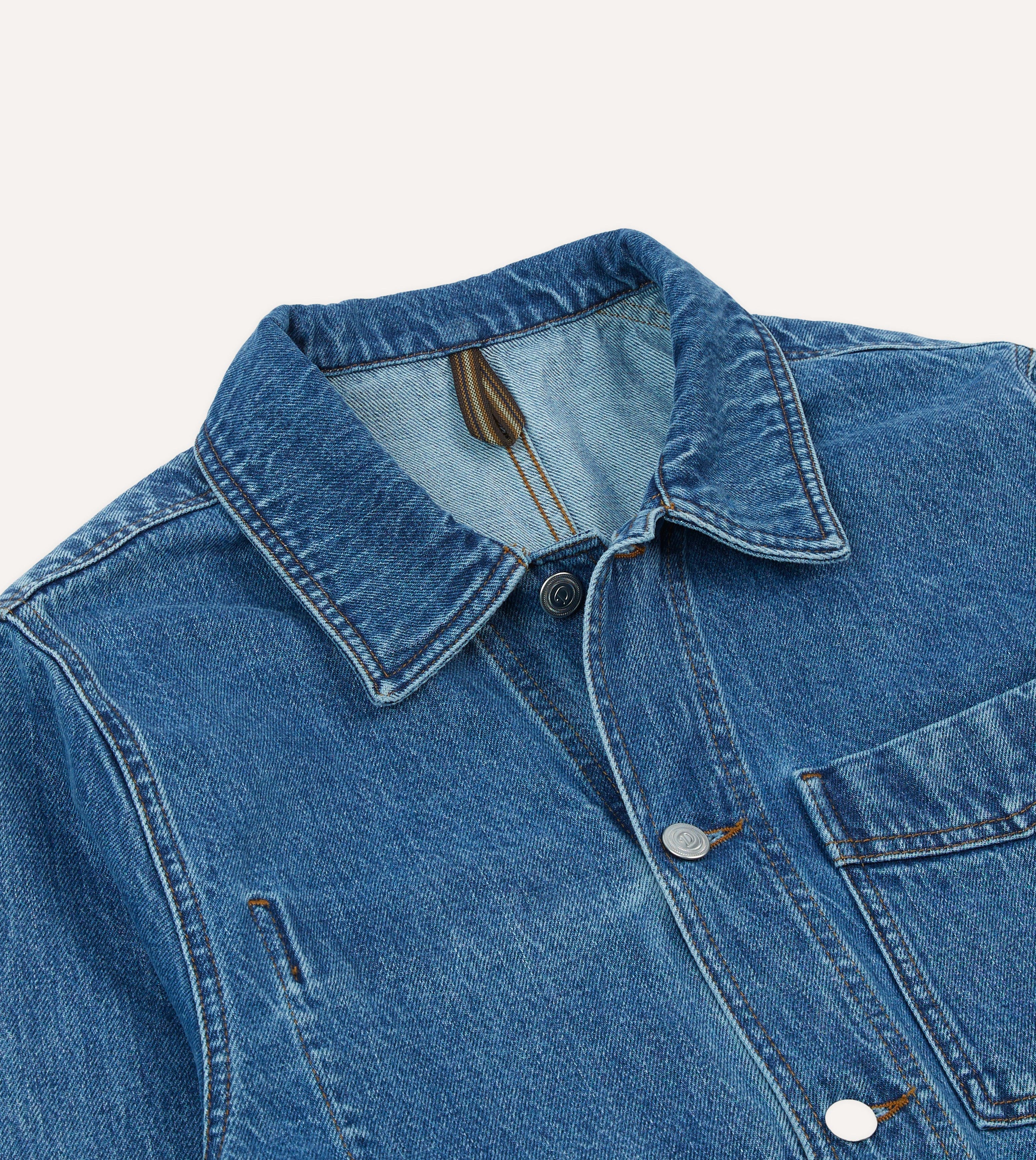 Bleach Wash Denim Work Jacket - Image 3