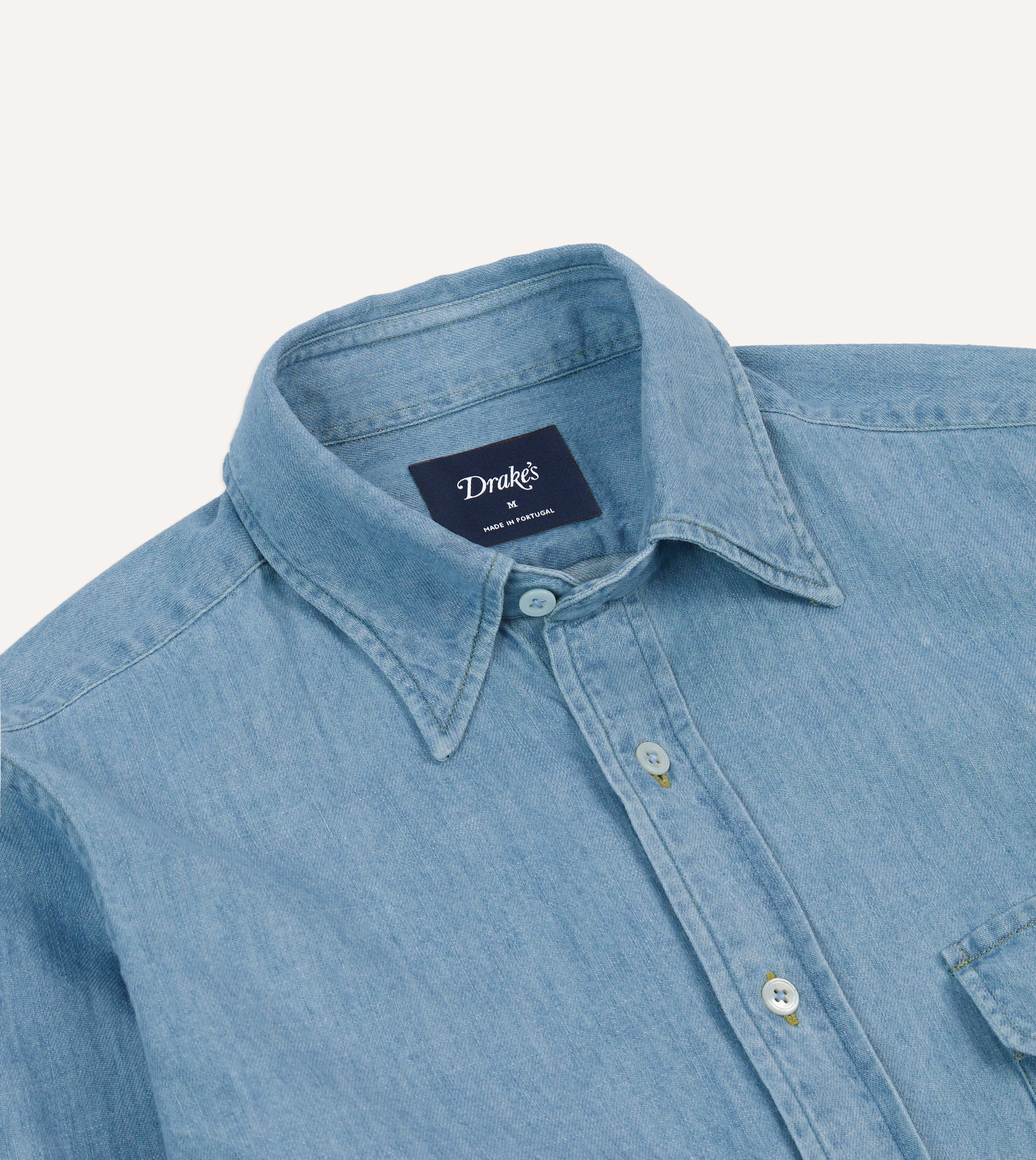Bleach Wash Denim Work Shirt - Image 3