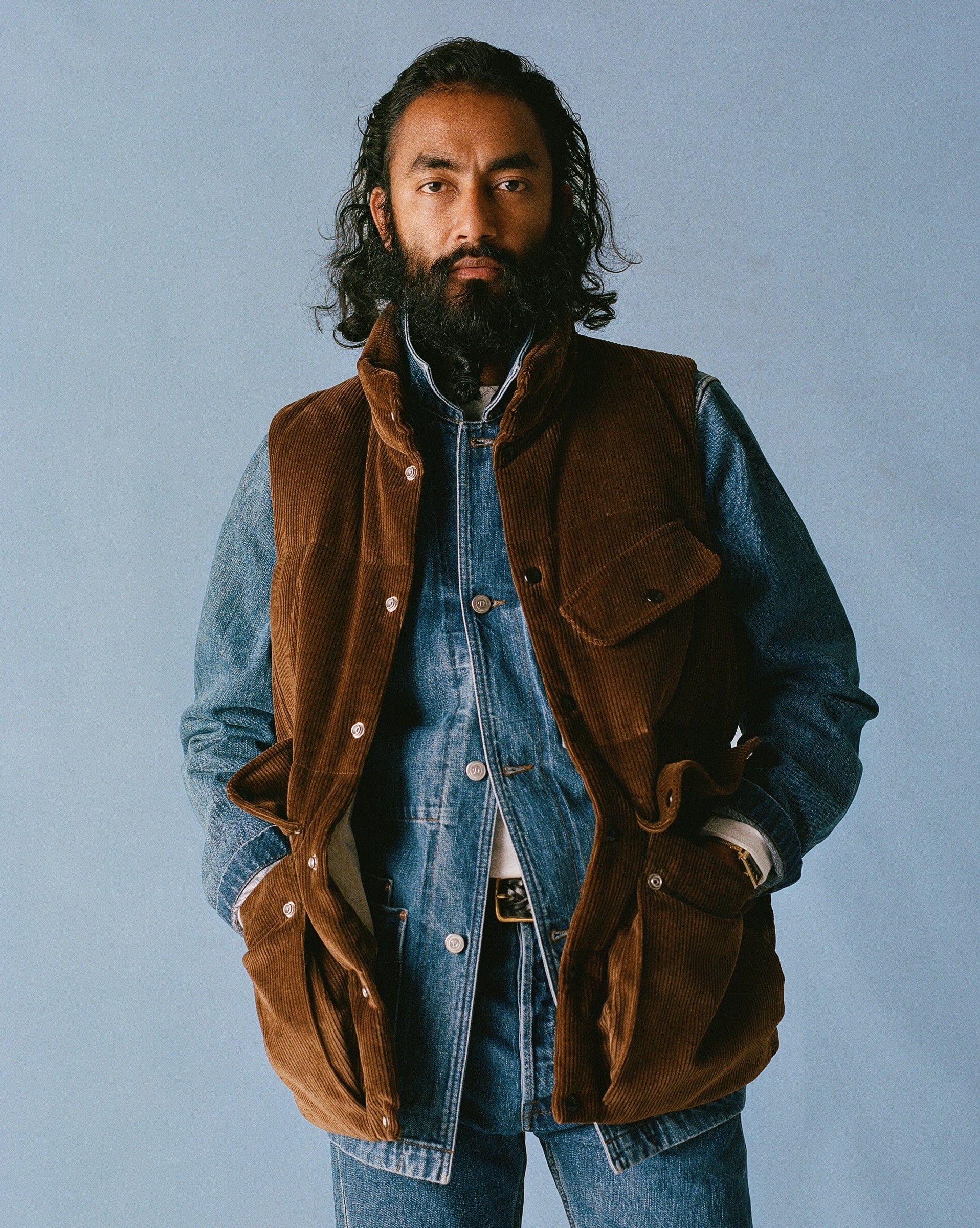 Bleach Wash Selvedge Denim Five-Pocket Chore Jacket - Image 8