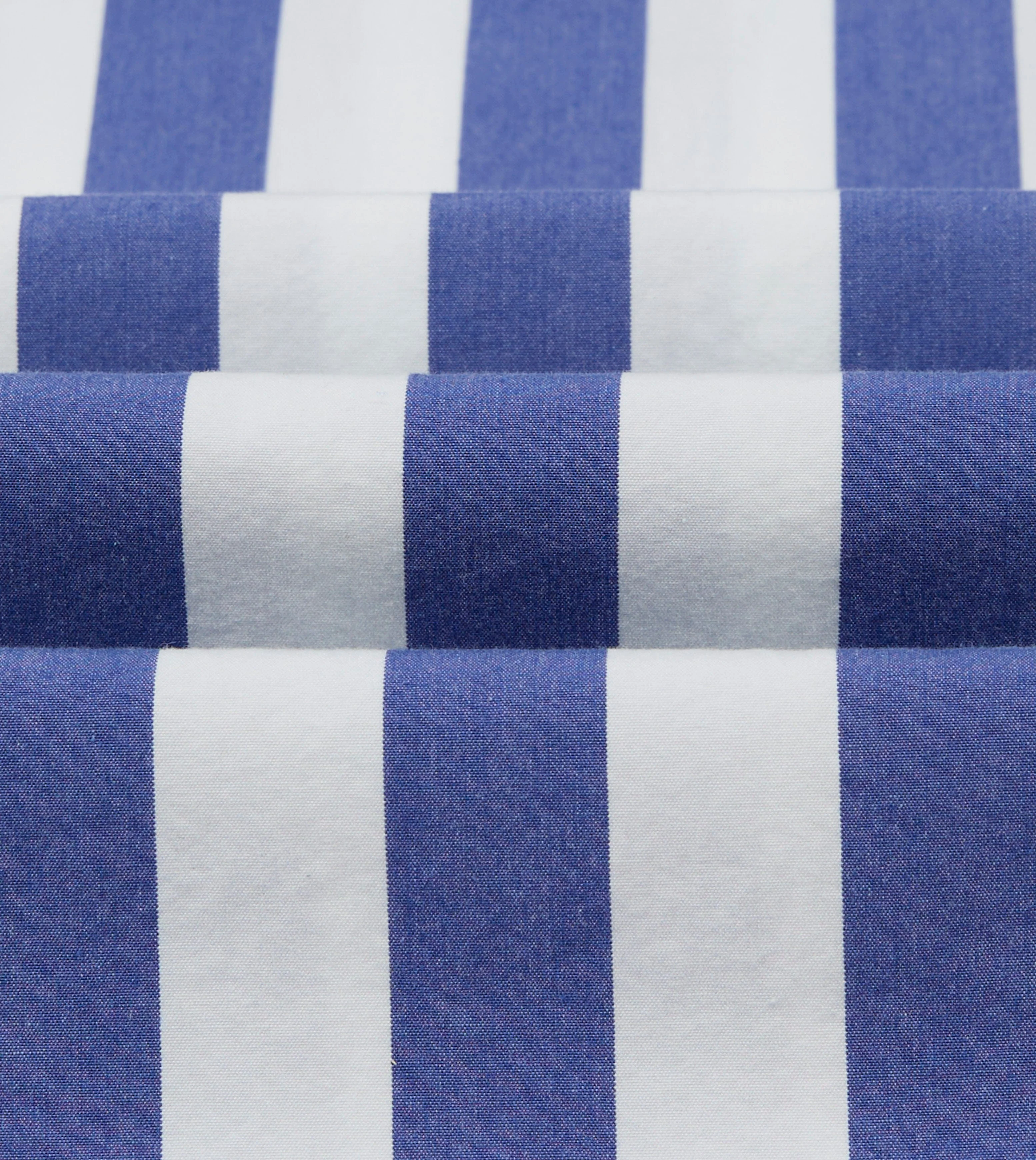 Blue and White Awning Stripe Cotton Long Point Collar Shirt - Image 4