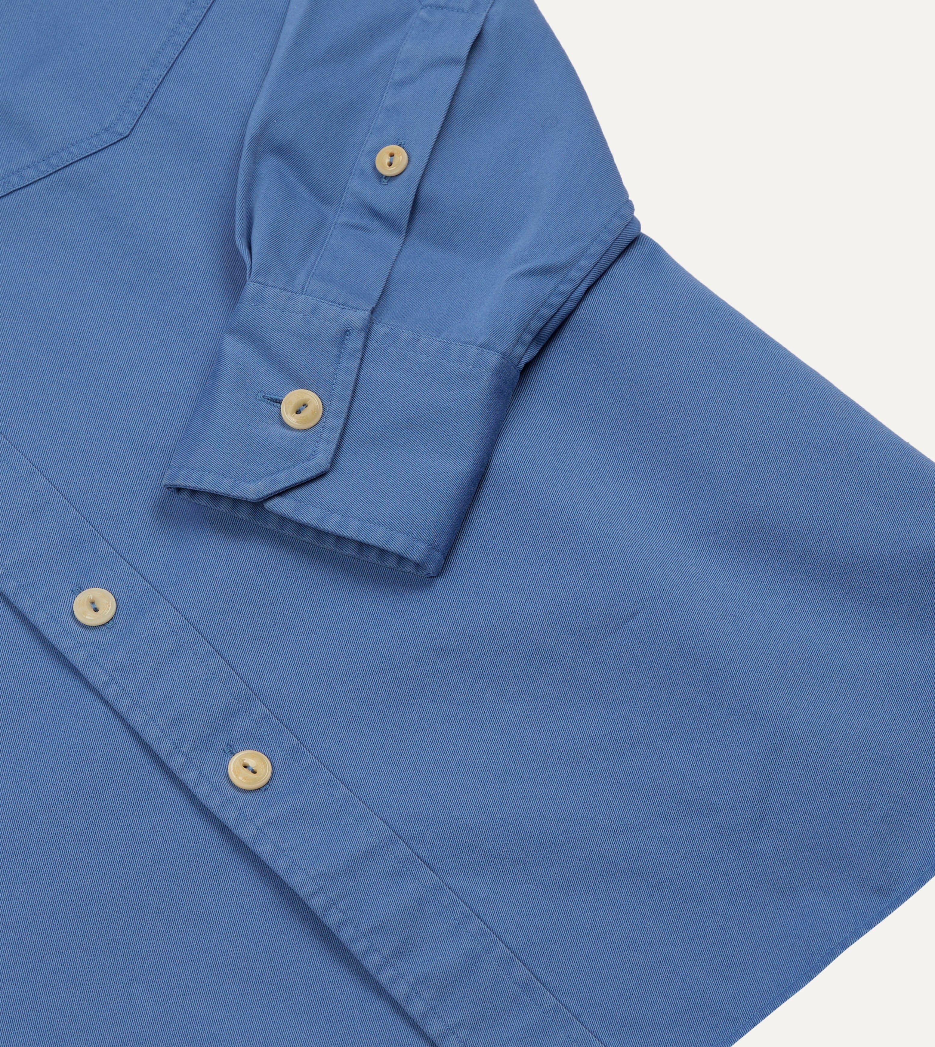 Blue Cotton Long Point Collar Work Shirt - Image 7