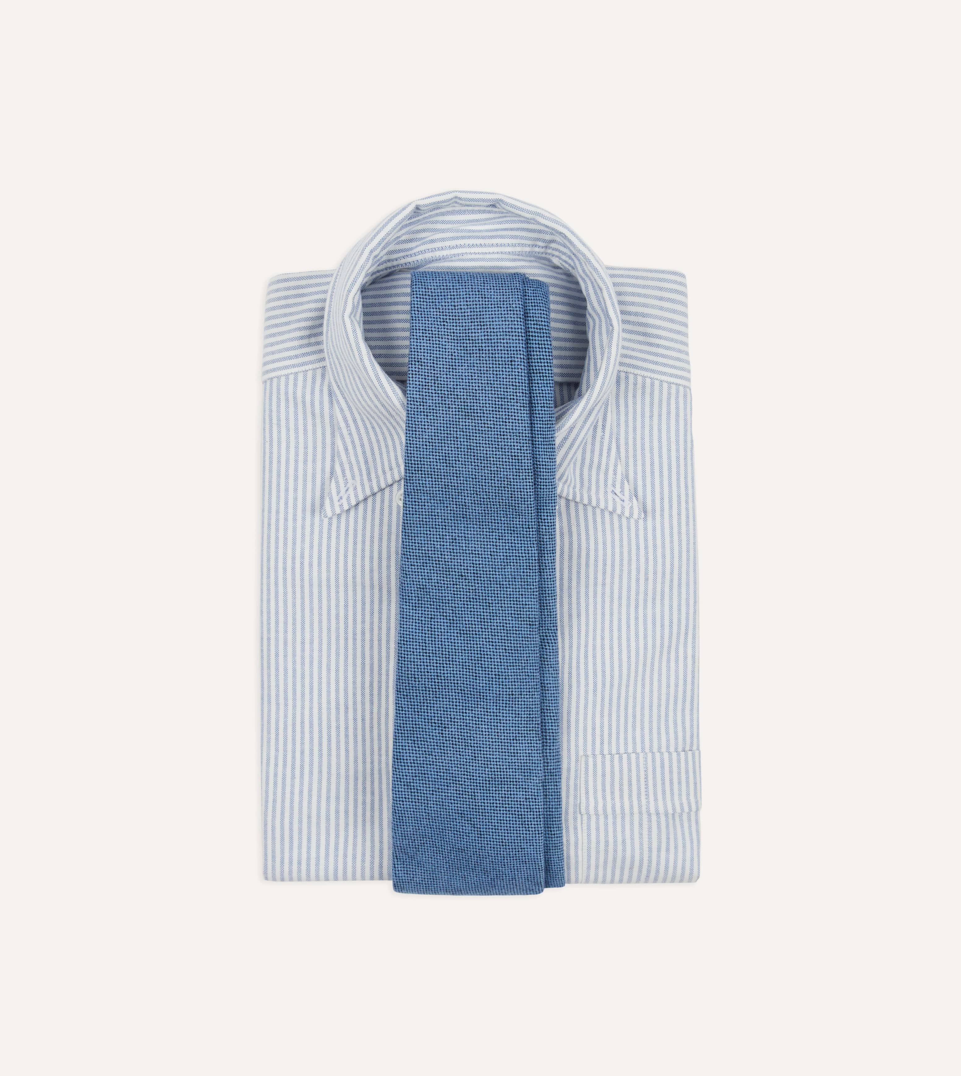 Blue Pure Cashmere Solid Tipped Tie - Image 2