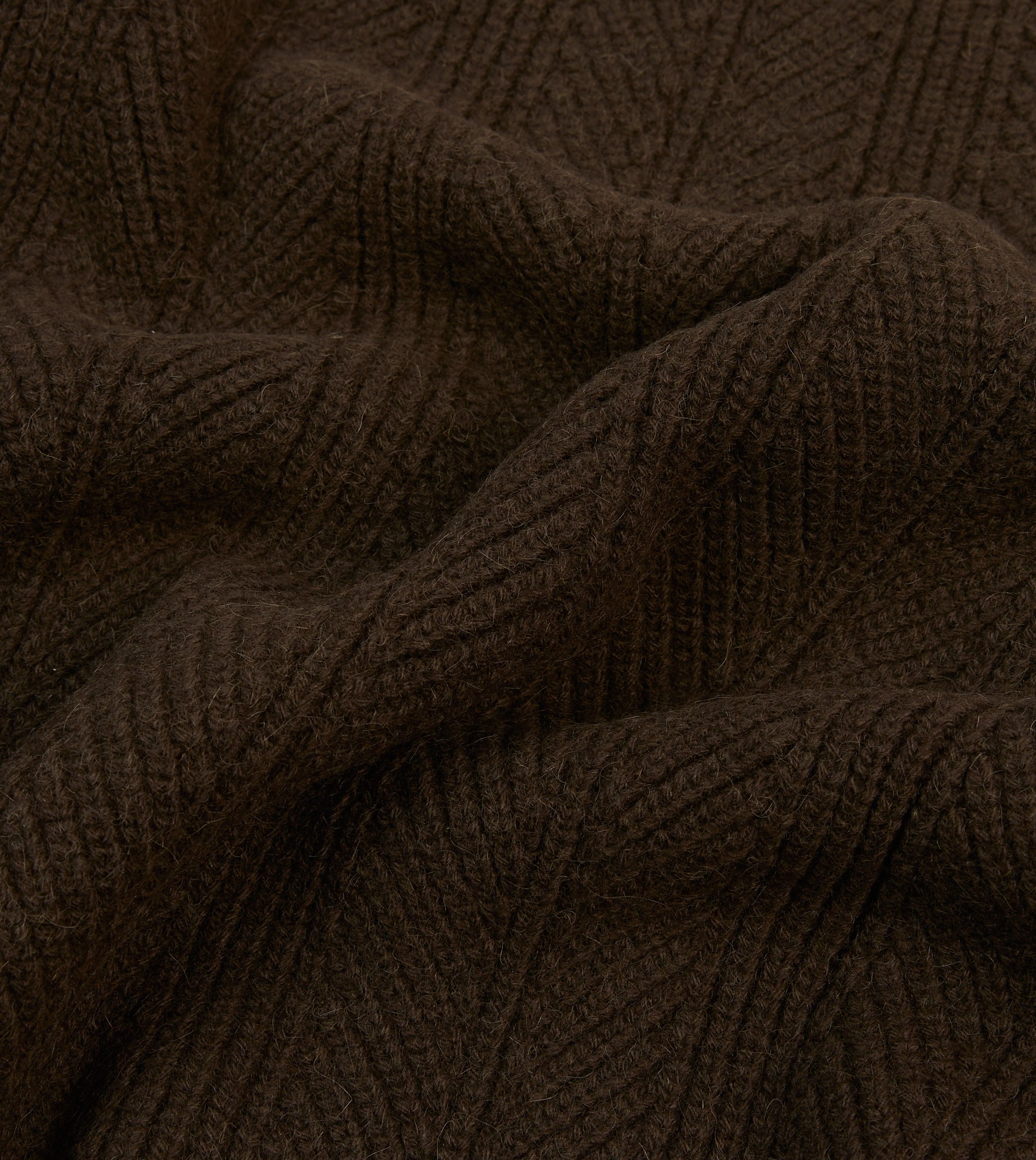 Brown Alpaca Lambswool Integral Collar Jumper - Image 2