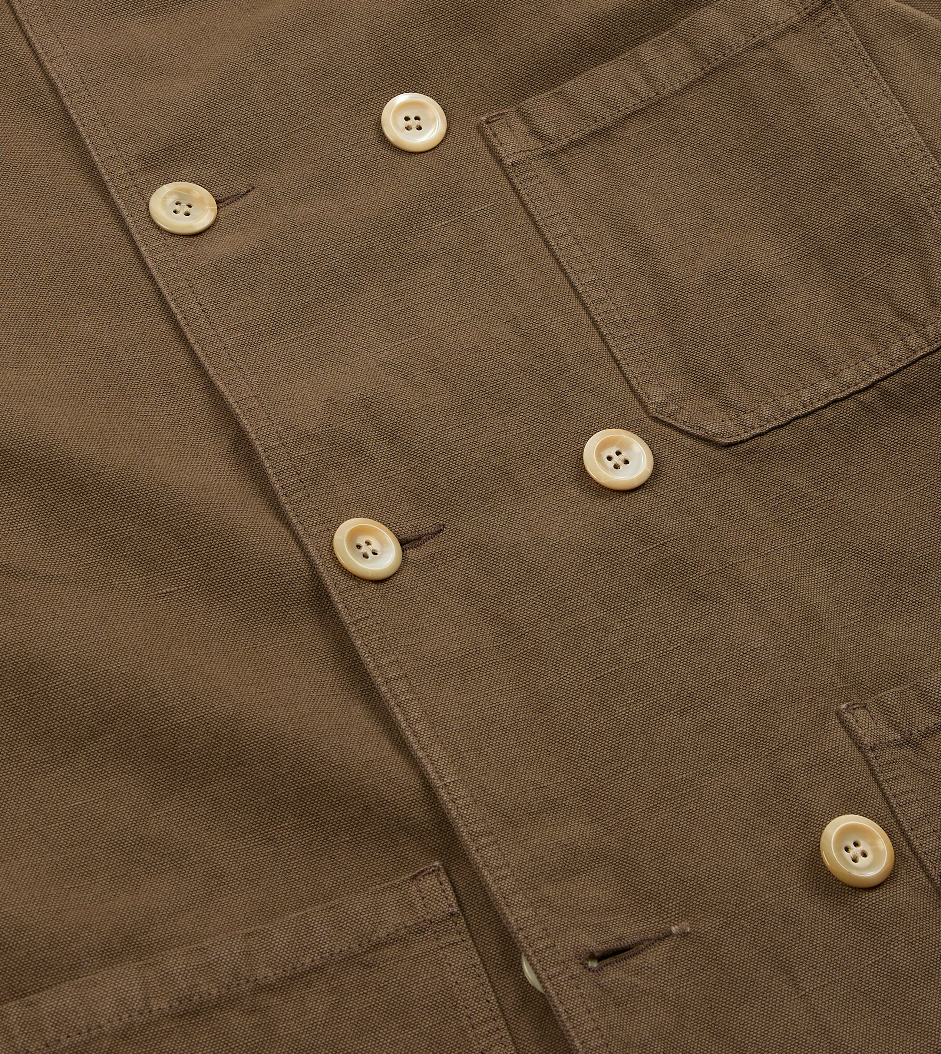 Brown Cotton-Linen Double-Breasted Chore Coat - Image 6