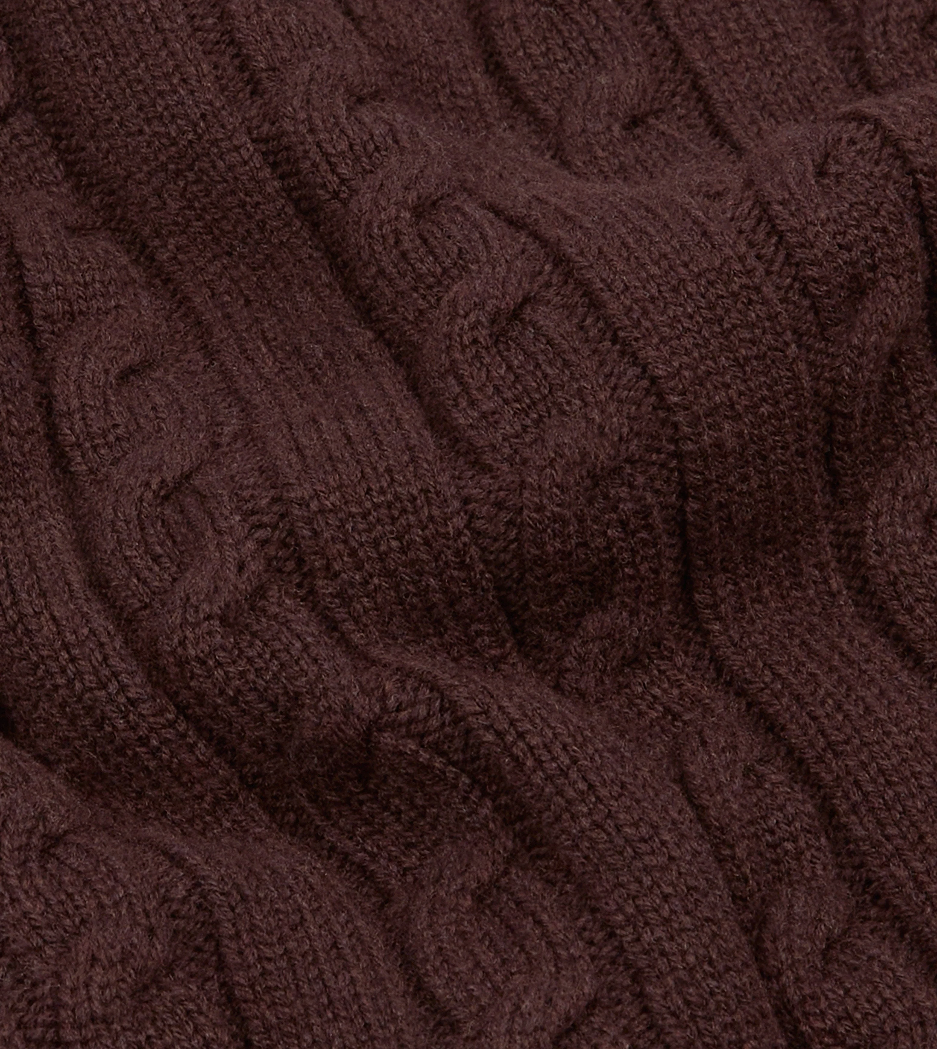 Brown Lambswool 6 Button Cable Knit Cardigan - Image 2