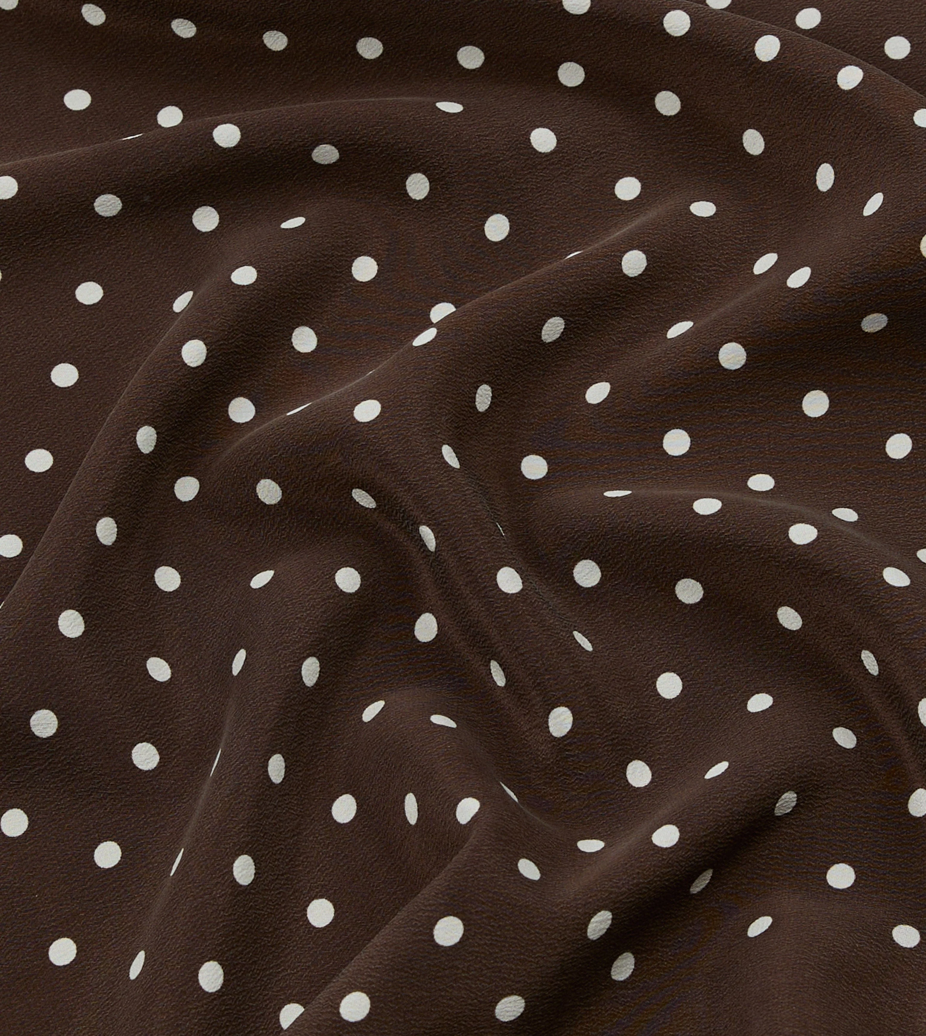 Brown Polka Dot Print Silk Pocket Square - Image 2