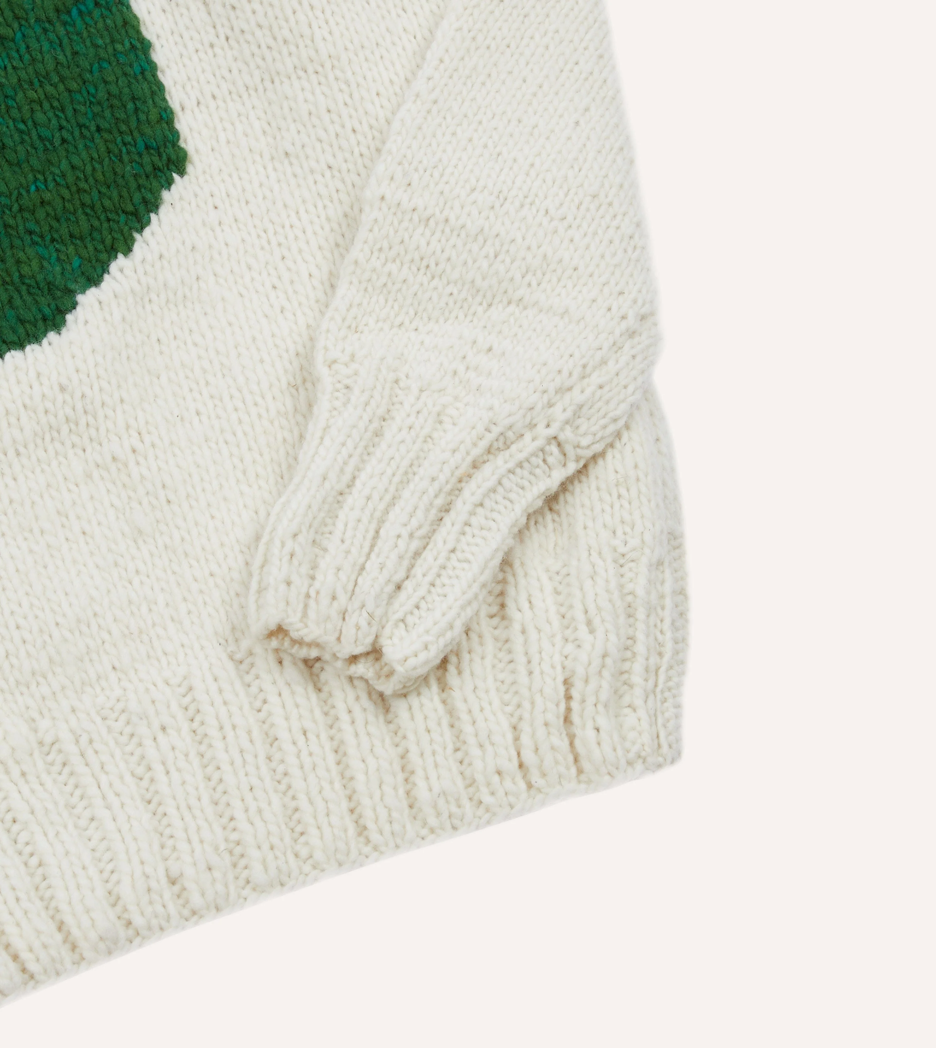 Chamula for Drake's Ecru Avocado Merino Jumper - Image 4