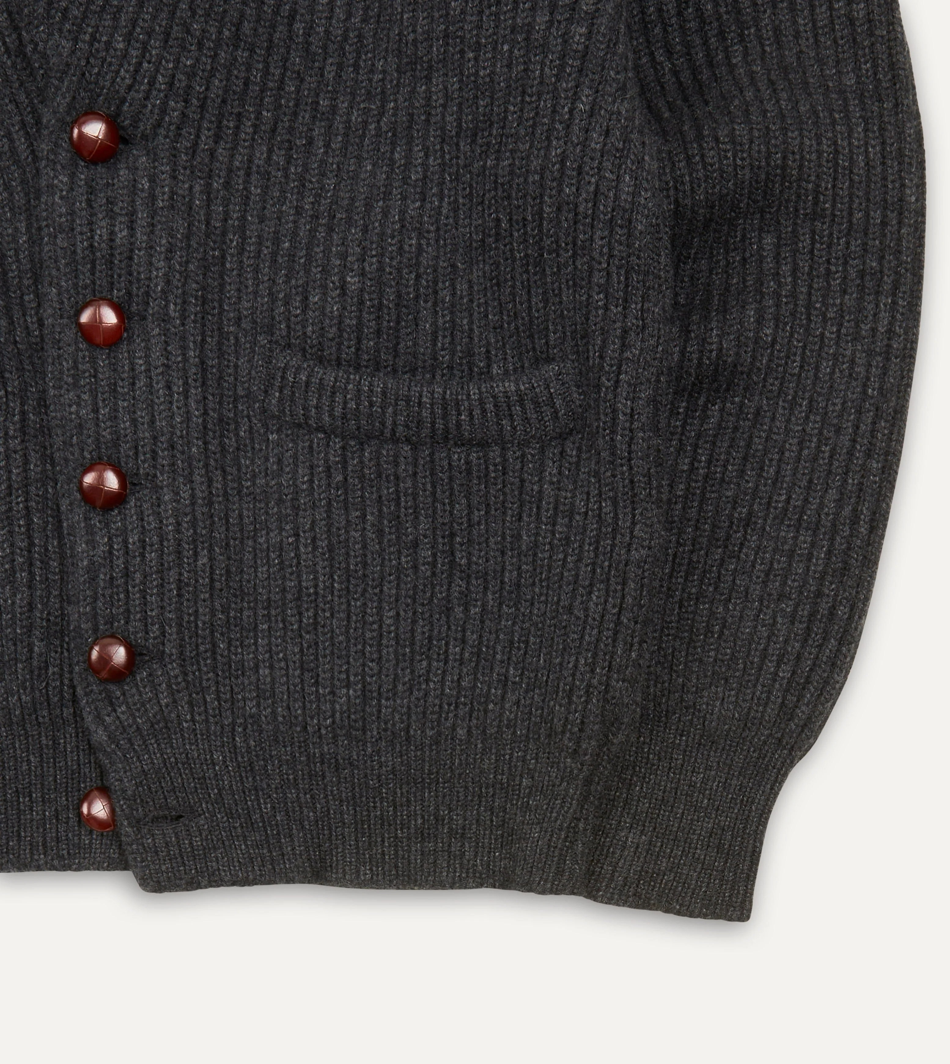 Charcoal Cashmere Shawl Collar Cardigan - Image 5
