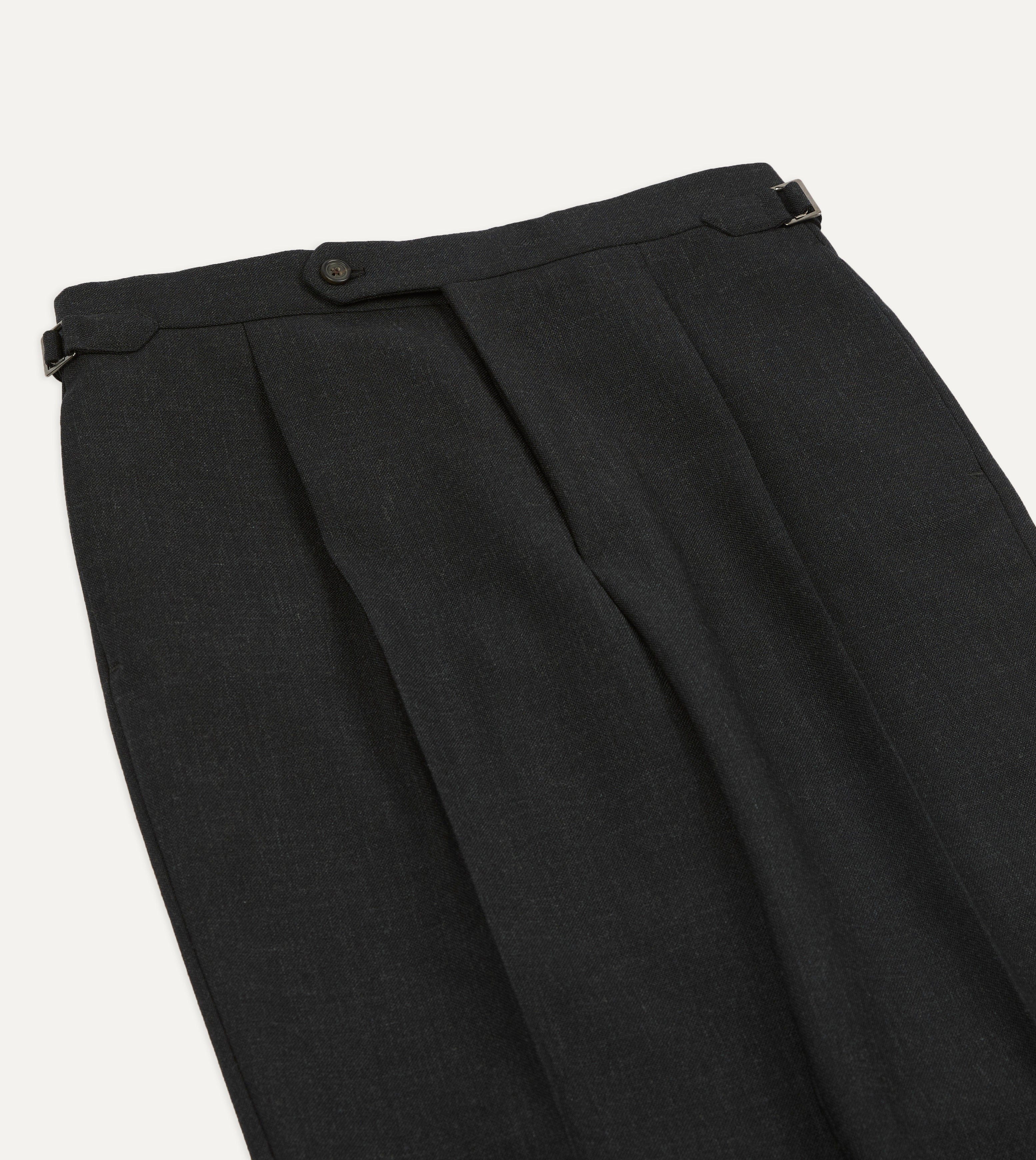 Charcoal Fresco® Wool Single Pleat Trouser - Image 4