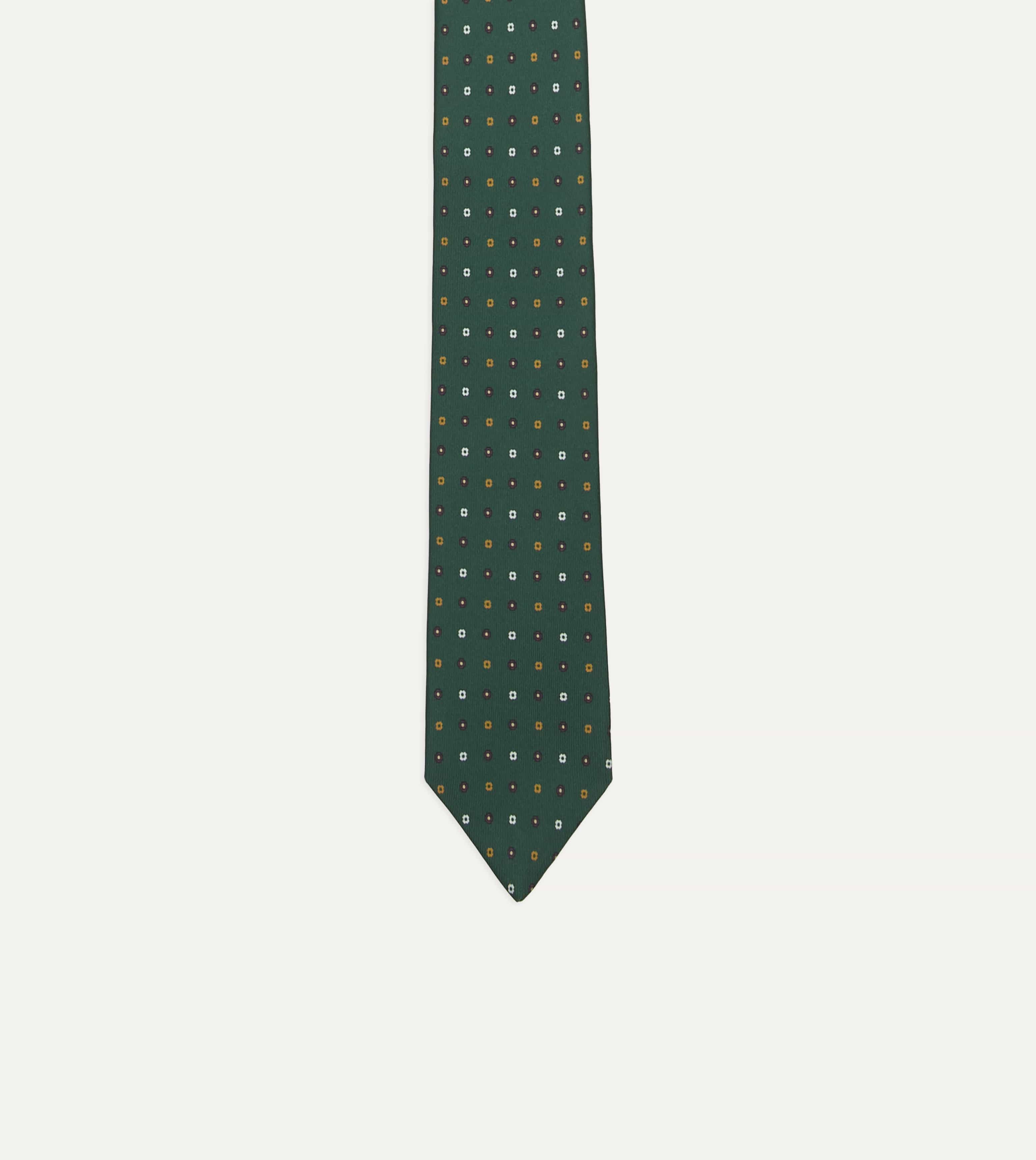 Drake’s for St. Regis Geometric Flower Print Silk Self-Tipped Tie - Image 3