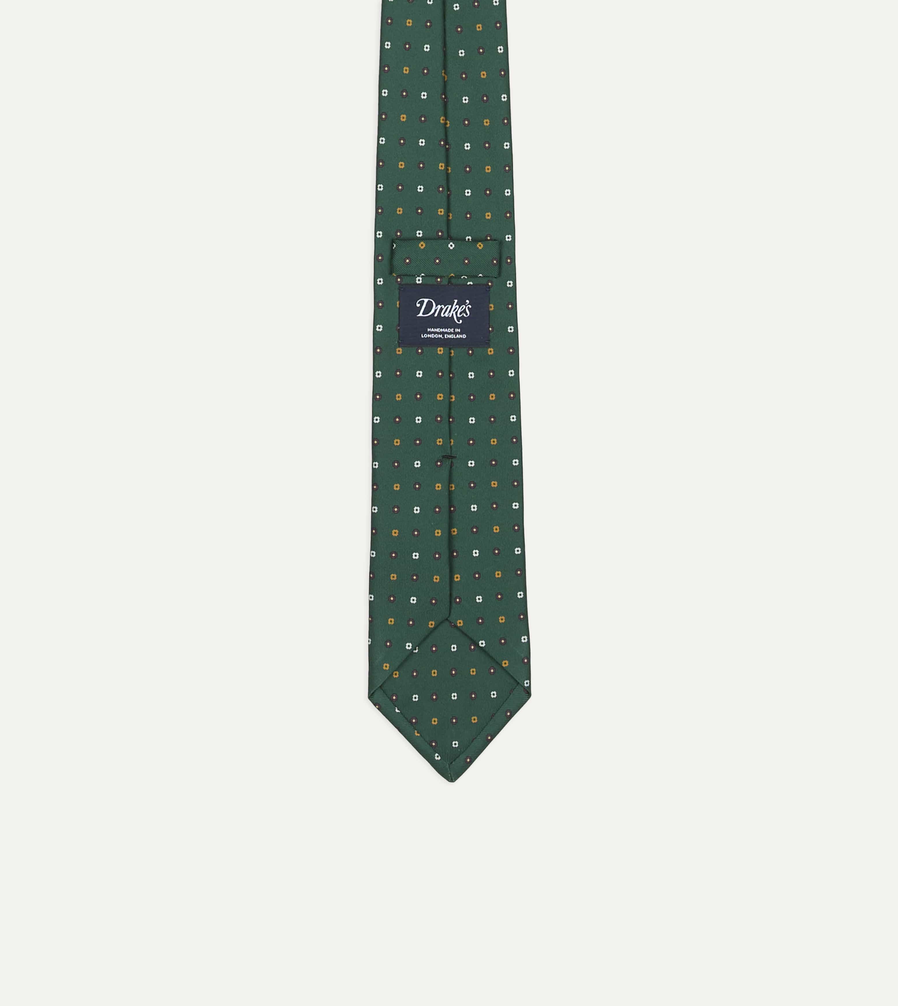 Drake’s for St. Regis Geometric Flower Print Silk Self-Tipped Tie - Image 4