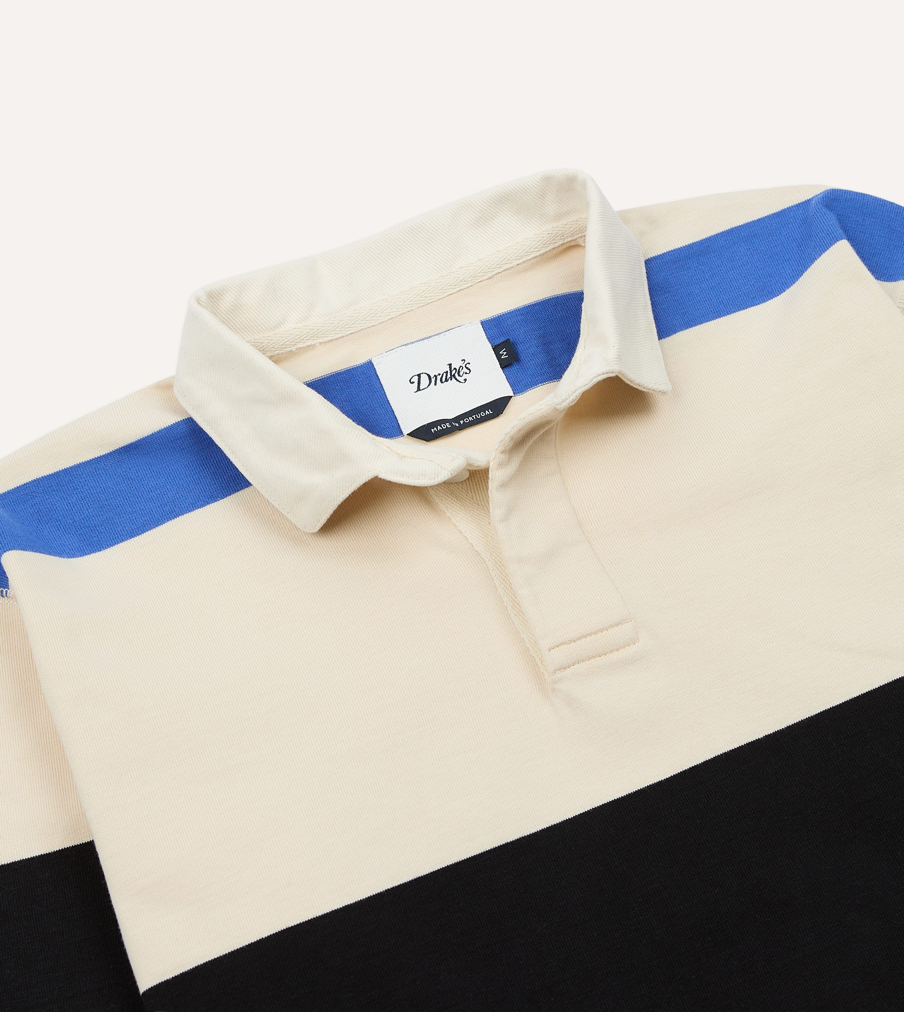 Ecru, Black and Orange Multi Stripe Cotton Rugby Shirt - Image 3