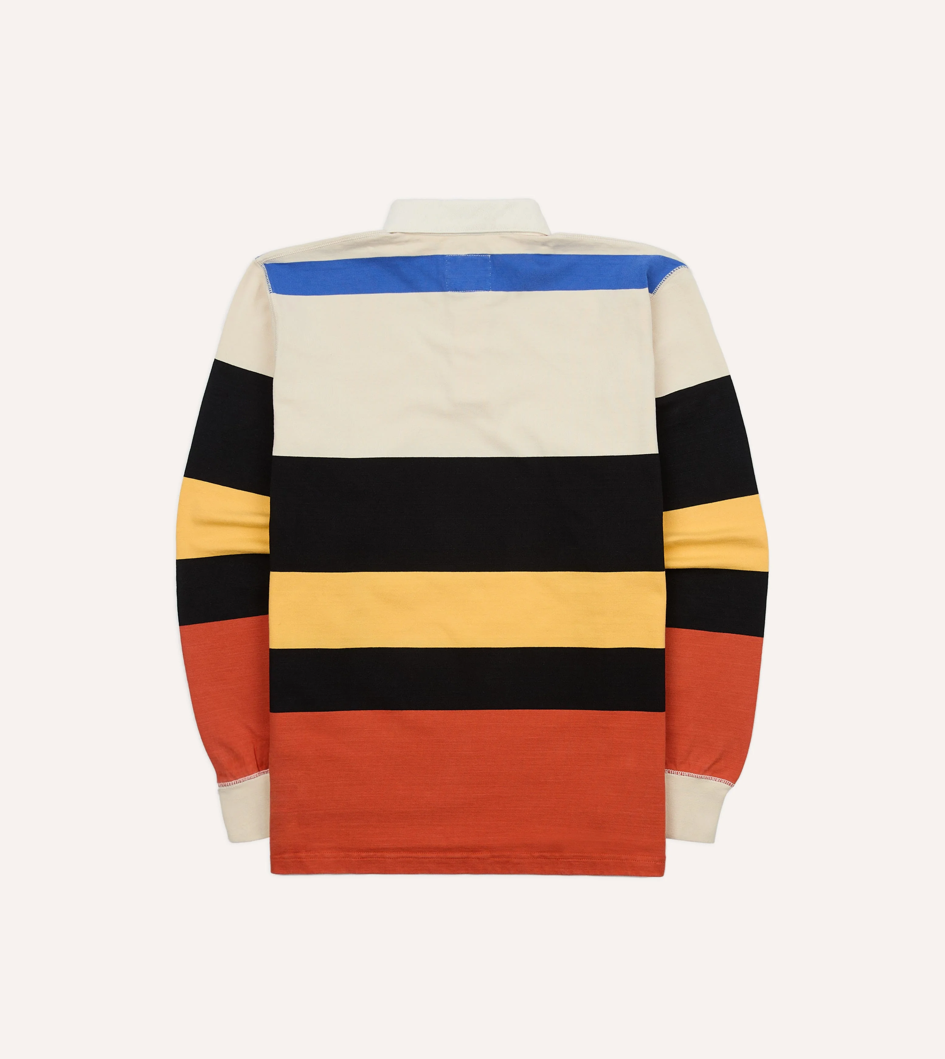 Ecru, Black and Orange Multi Stripe Cotton Rugby Shirt - Image 5