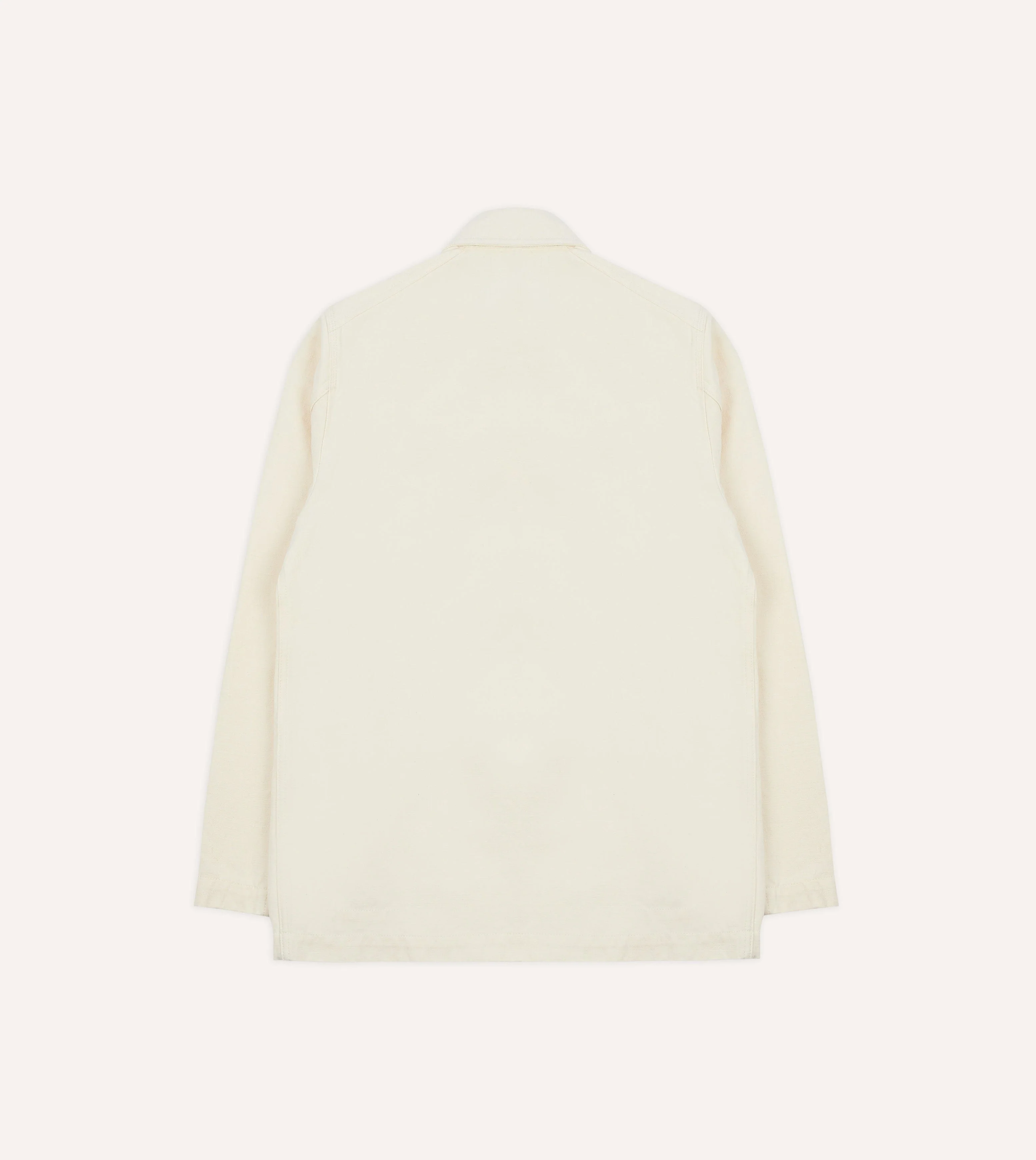 Ecru Cotton-Linen Double-Breasted Chore Coat - Image 10