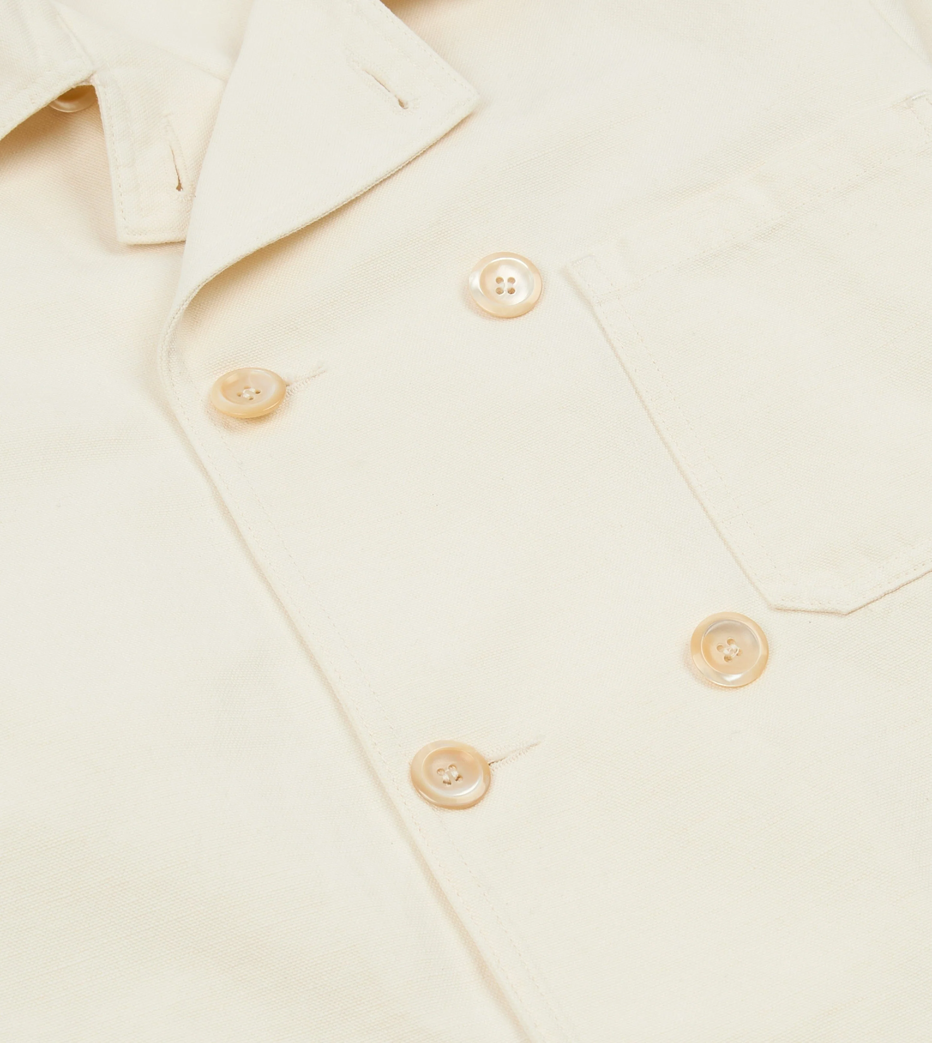 Ecru Cotton-Linen Double-Breasted Chore Coat - Image 6