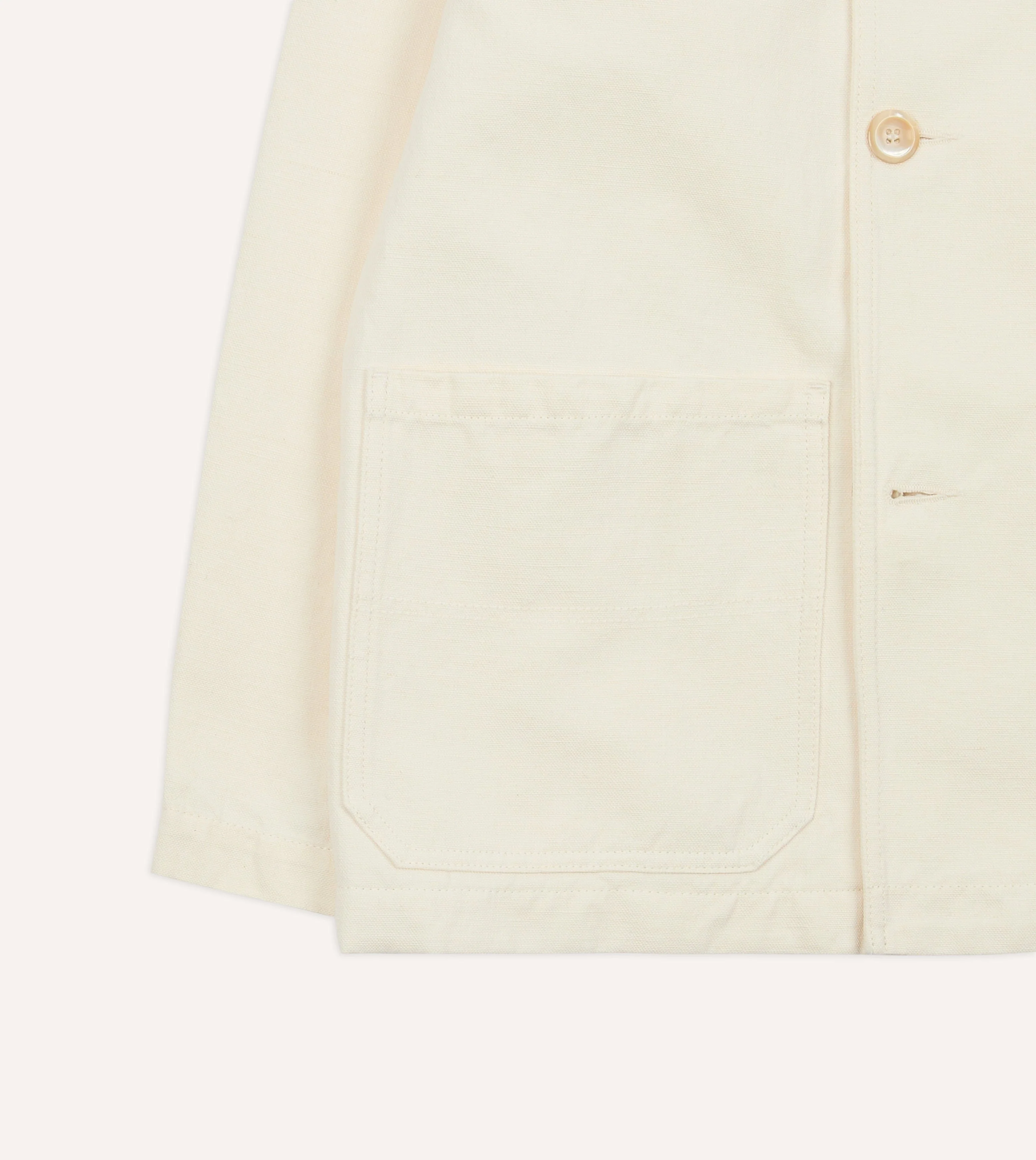 Ecru Cotton-Linen Double-Breasted Chore Coat - Image 8