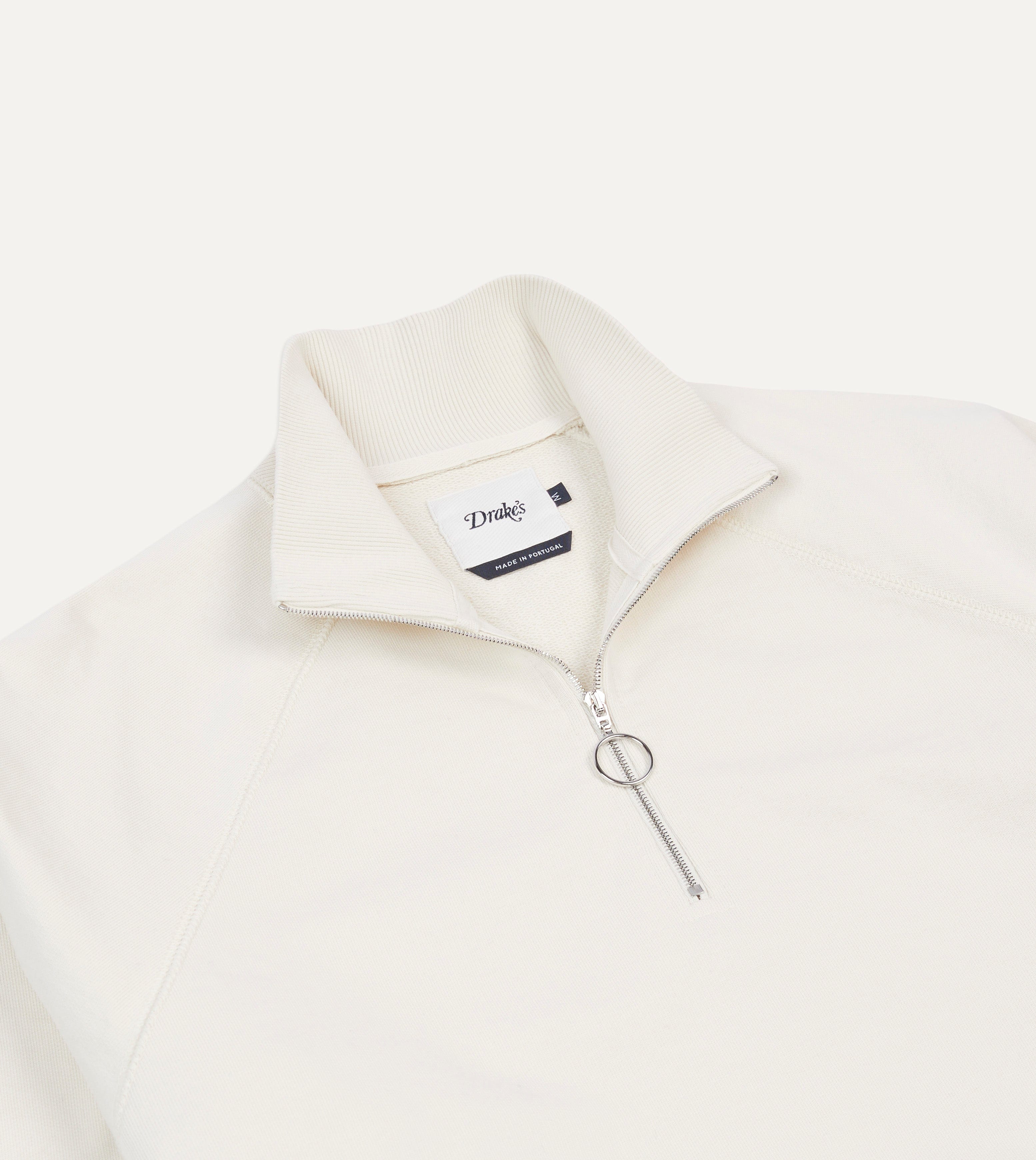 Ecru Cotton Quarter Zip Sweatshirt - Image 3