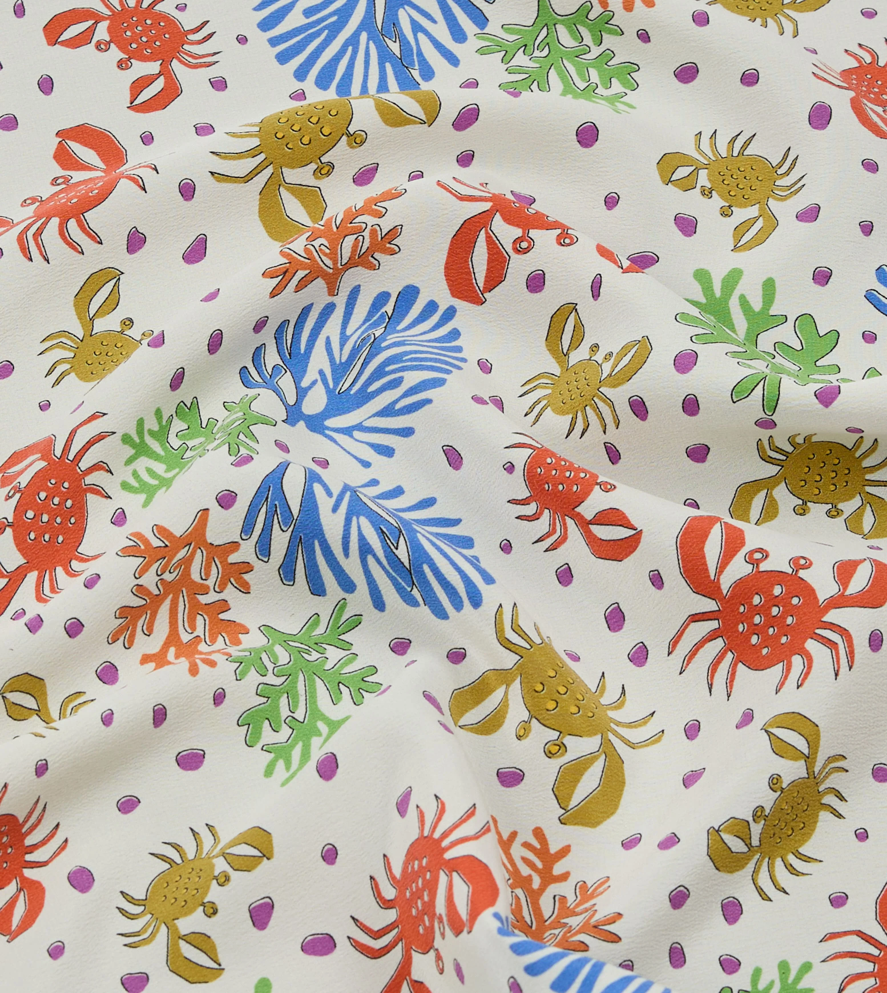 Ecru Crab Print Silk Pocket Square - Image 2
