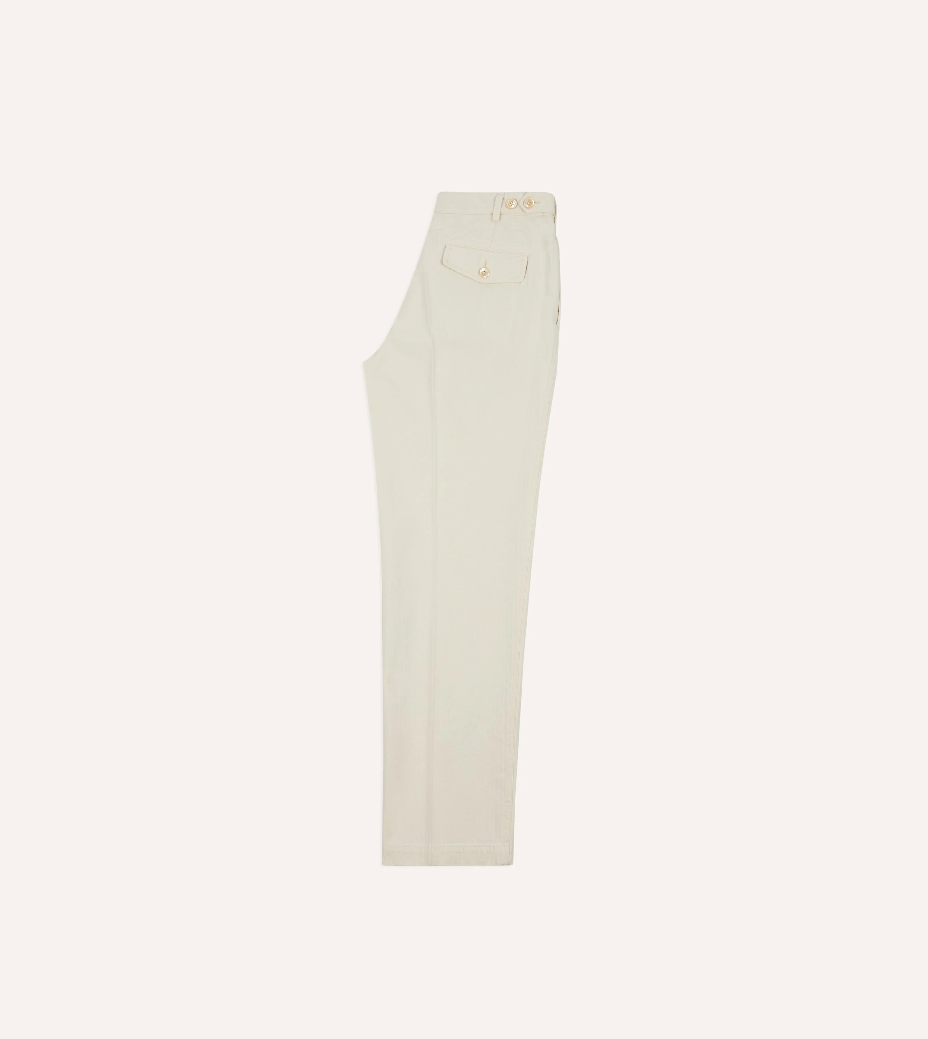 Ecru Herringbone Twill Cotton Games Trouser - Image 7
