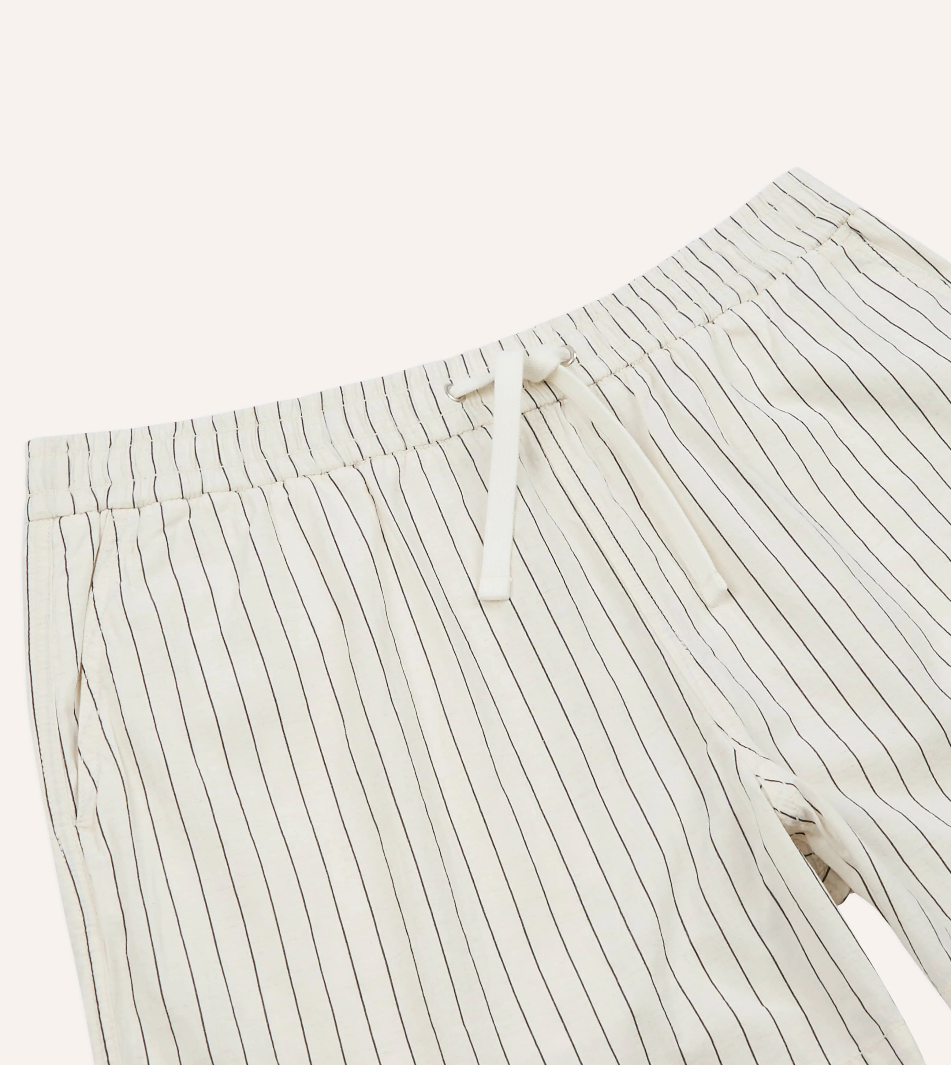 Ecru Pin Stripe Cotton Drawstring Shorts - Image 4