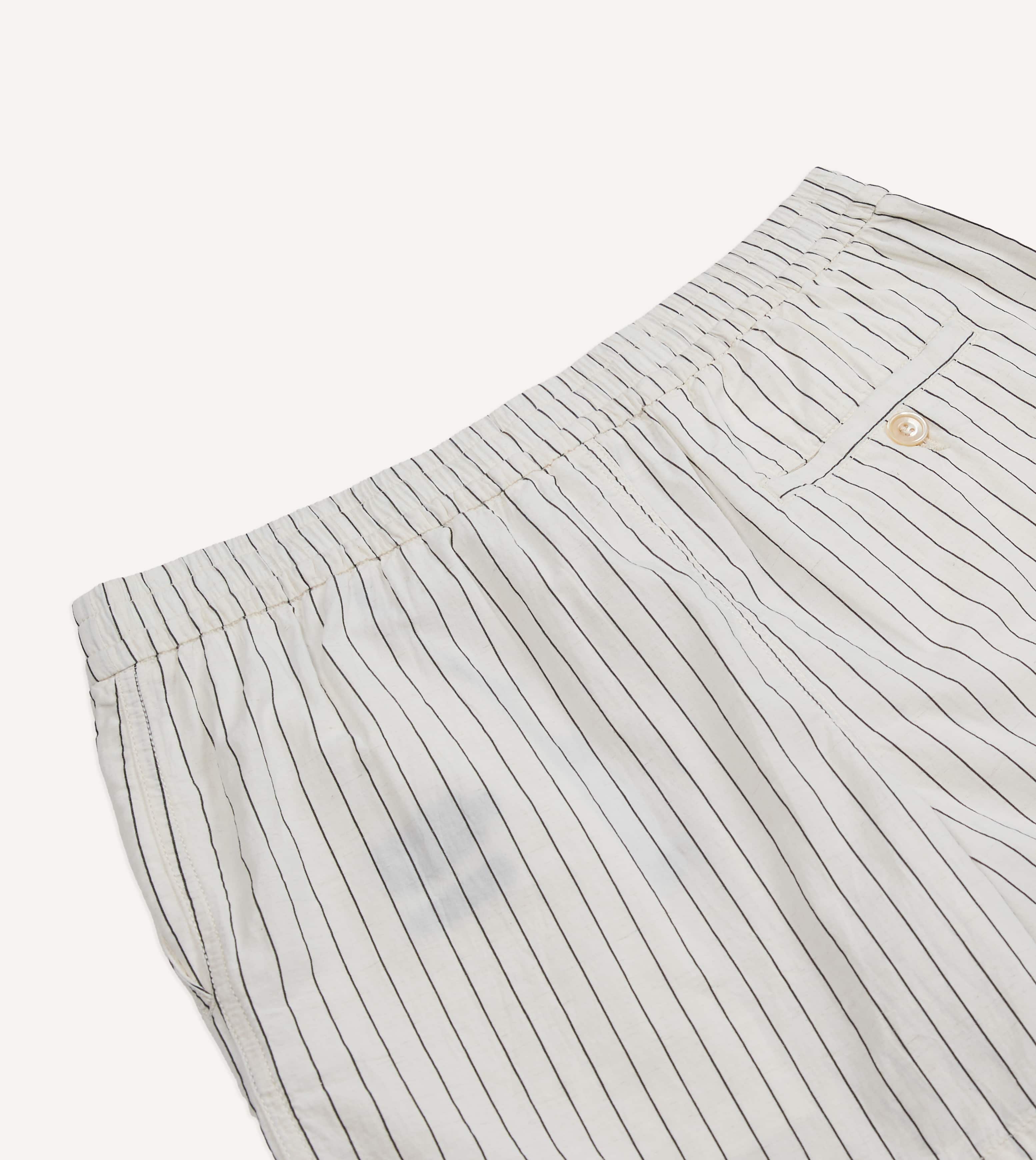 Ecru Pin Stripe Cotton Drawstring Shorts - Image 5