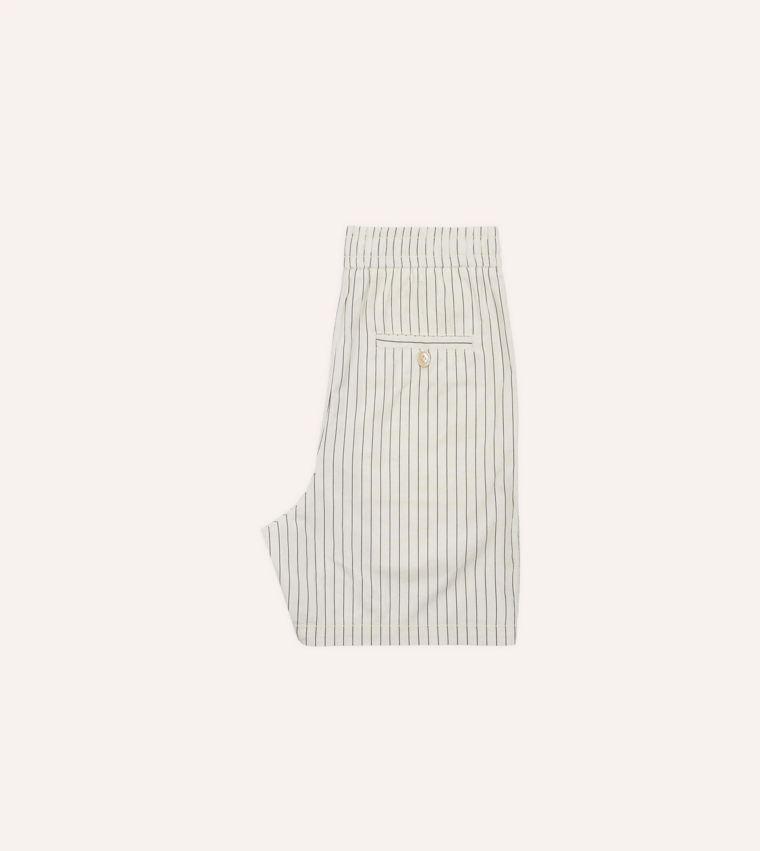 Ecru Pin Stripe Cotton Drawstring Shorts - Image 6