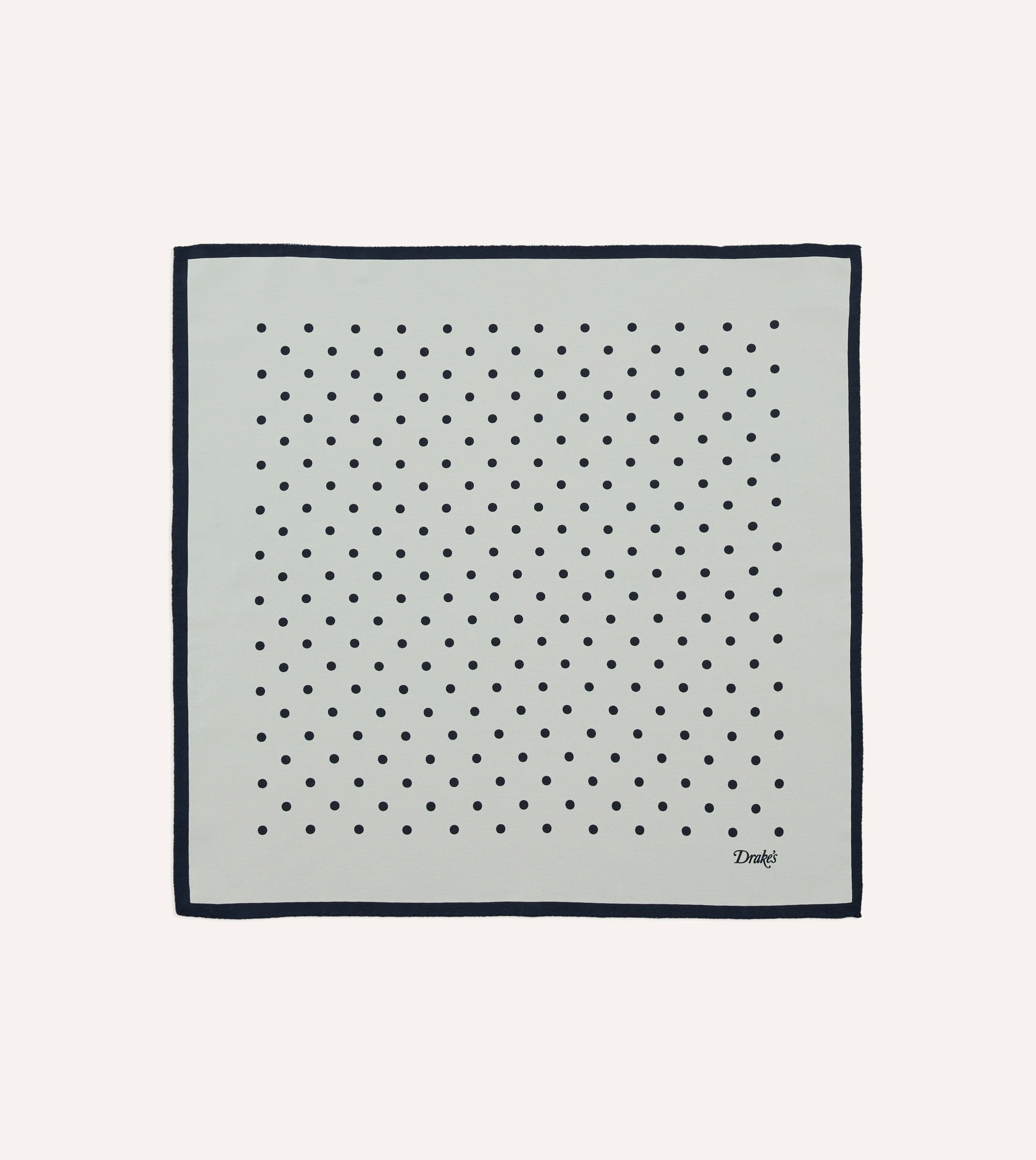 Ecru Polka Dot Print Silk Pocket Square - Image 2