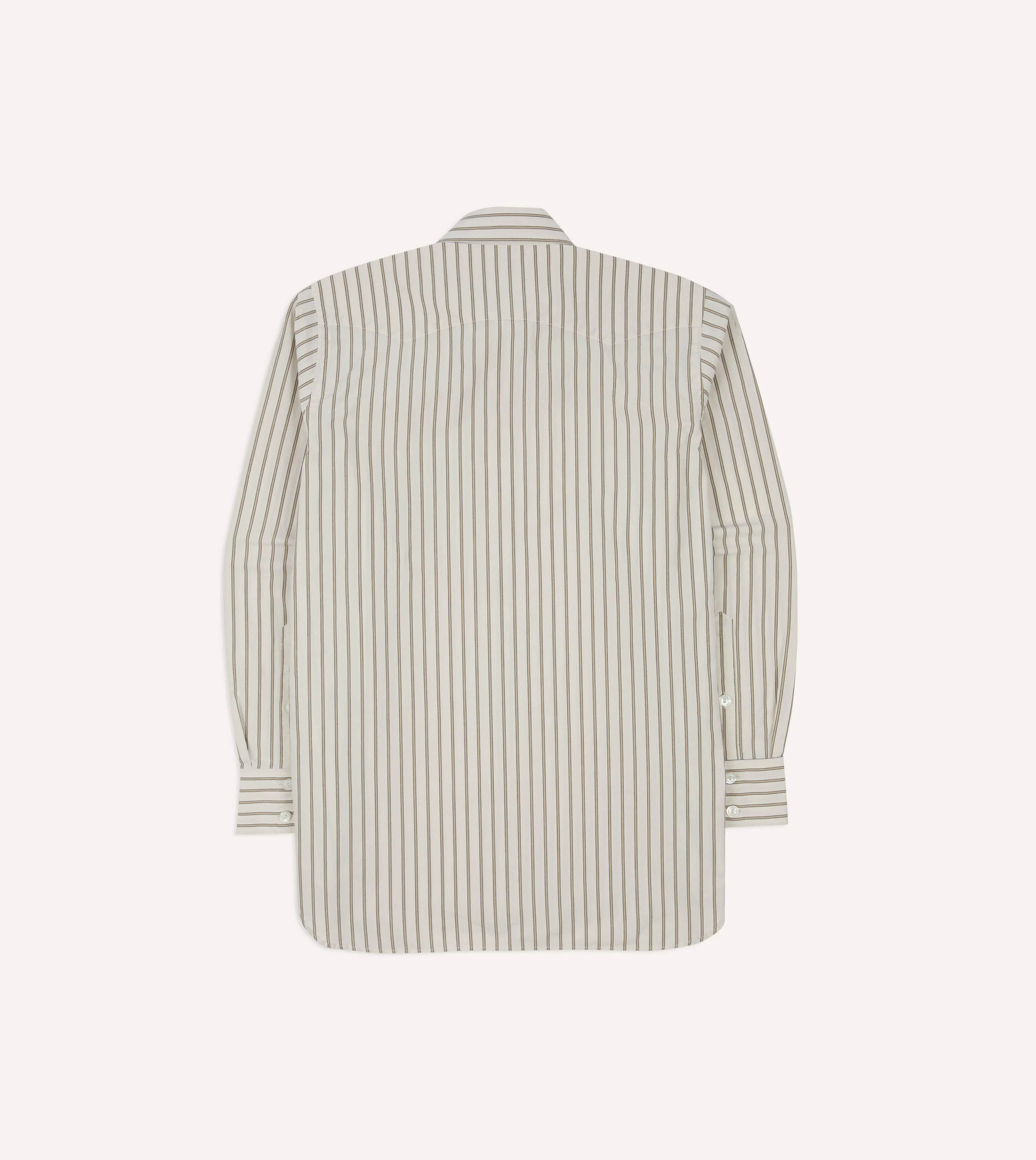 Ecru Stripe Cotton Two-Pocket Western Shirt - Image 7