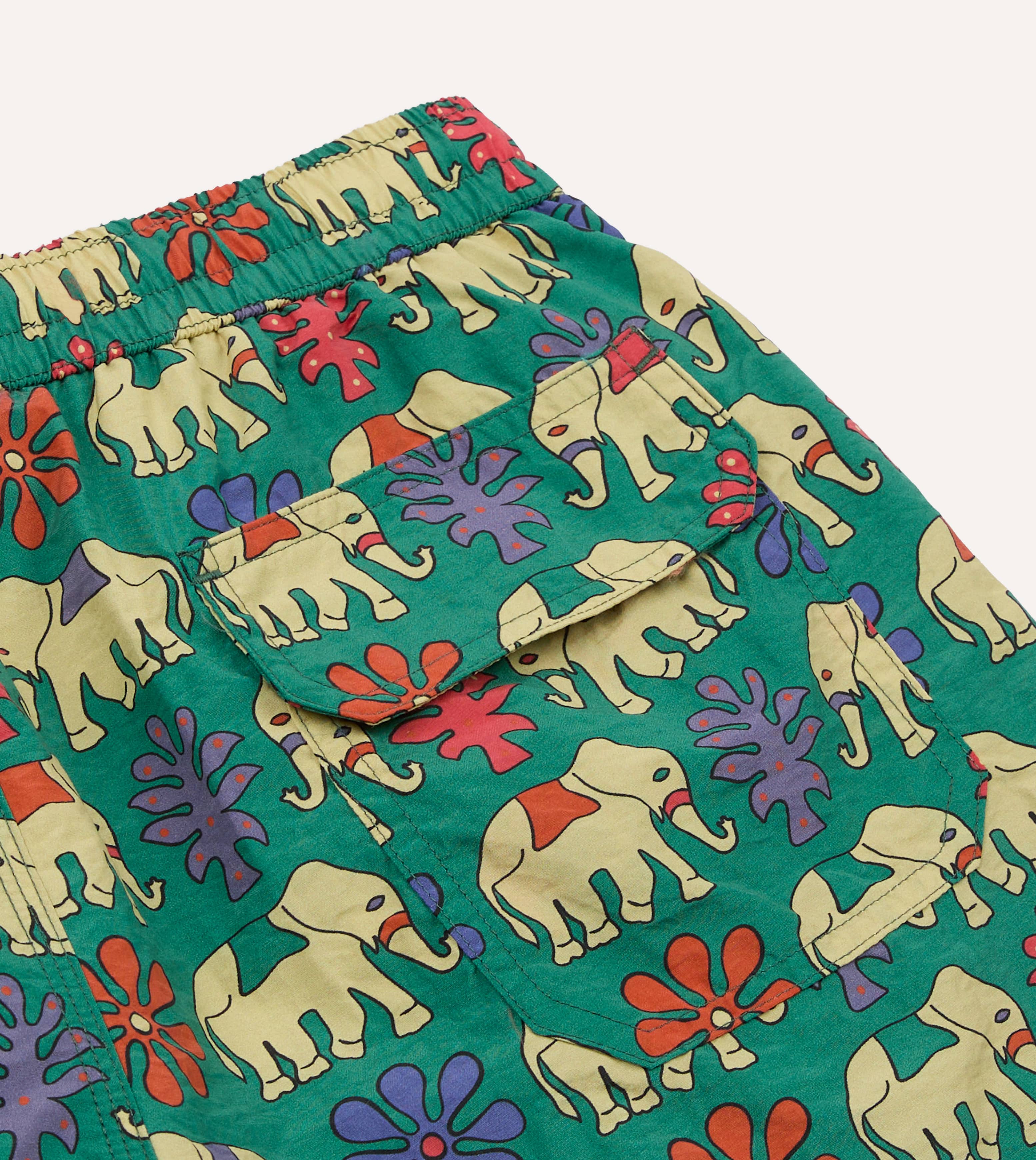 Elephant Print Nylon Drawstring Swim Shorts - Image 5