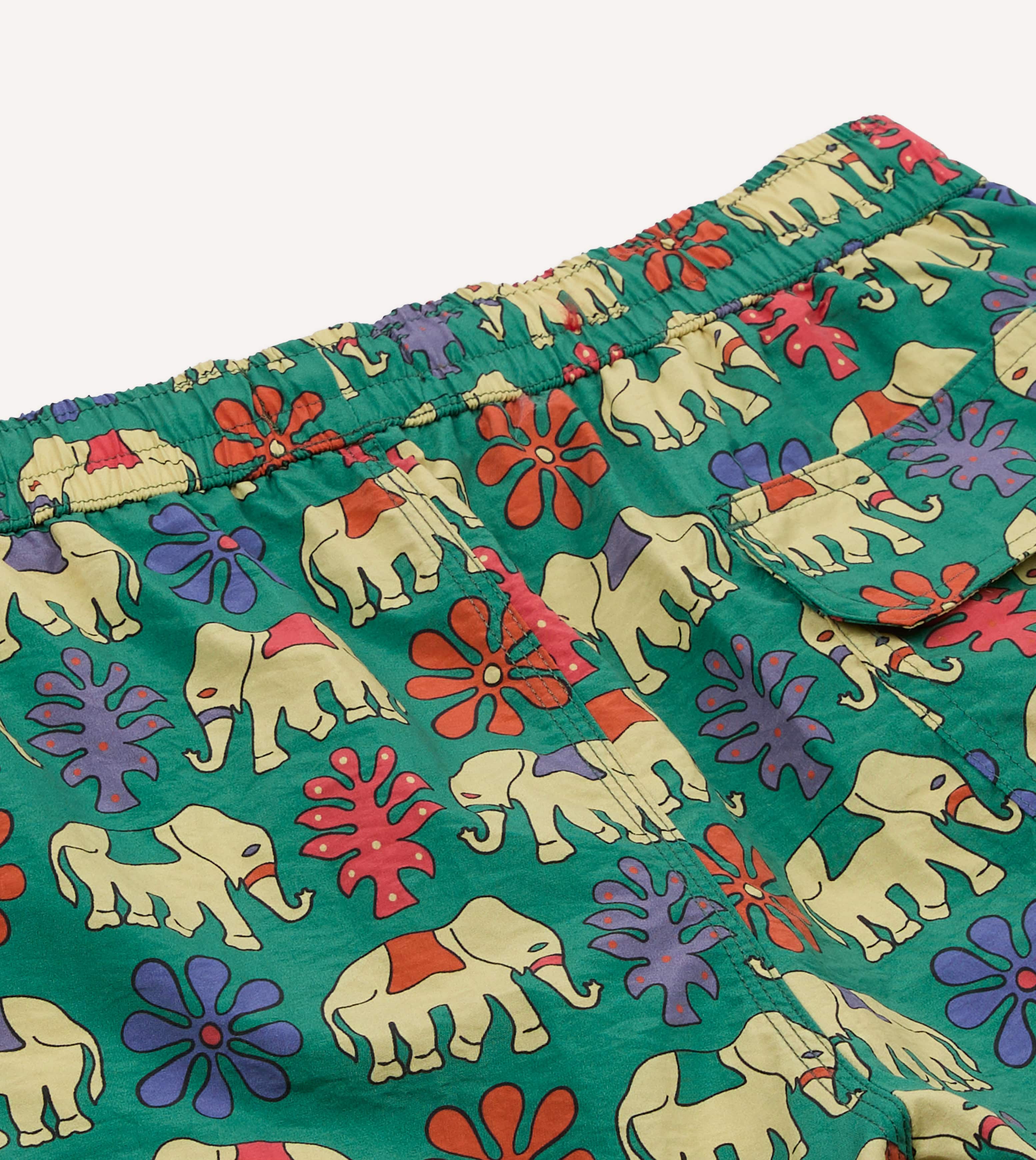 Elephant Print Nylon Drawstring Swim Shorts - Image 6