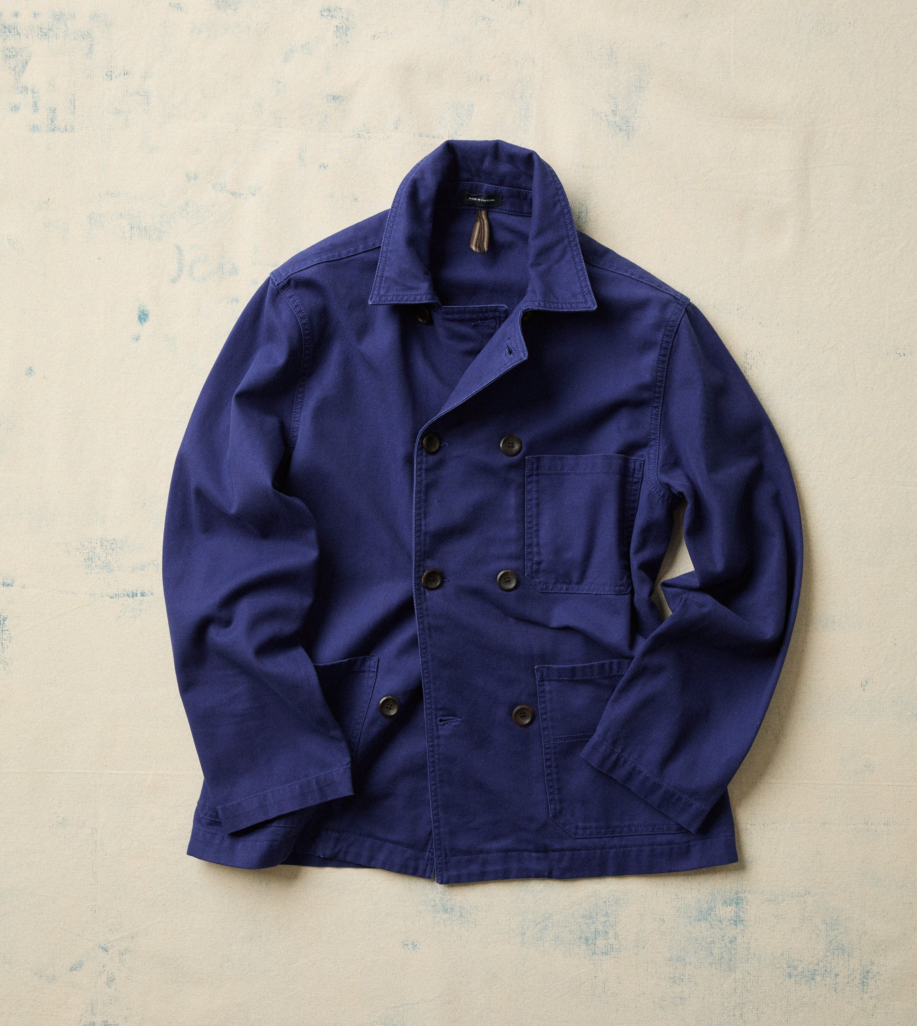 French Blue Cotton Serge Double-Breasted Chore Coat - Image 2
