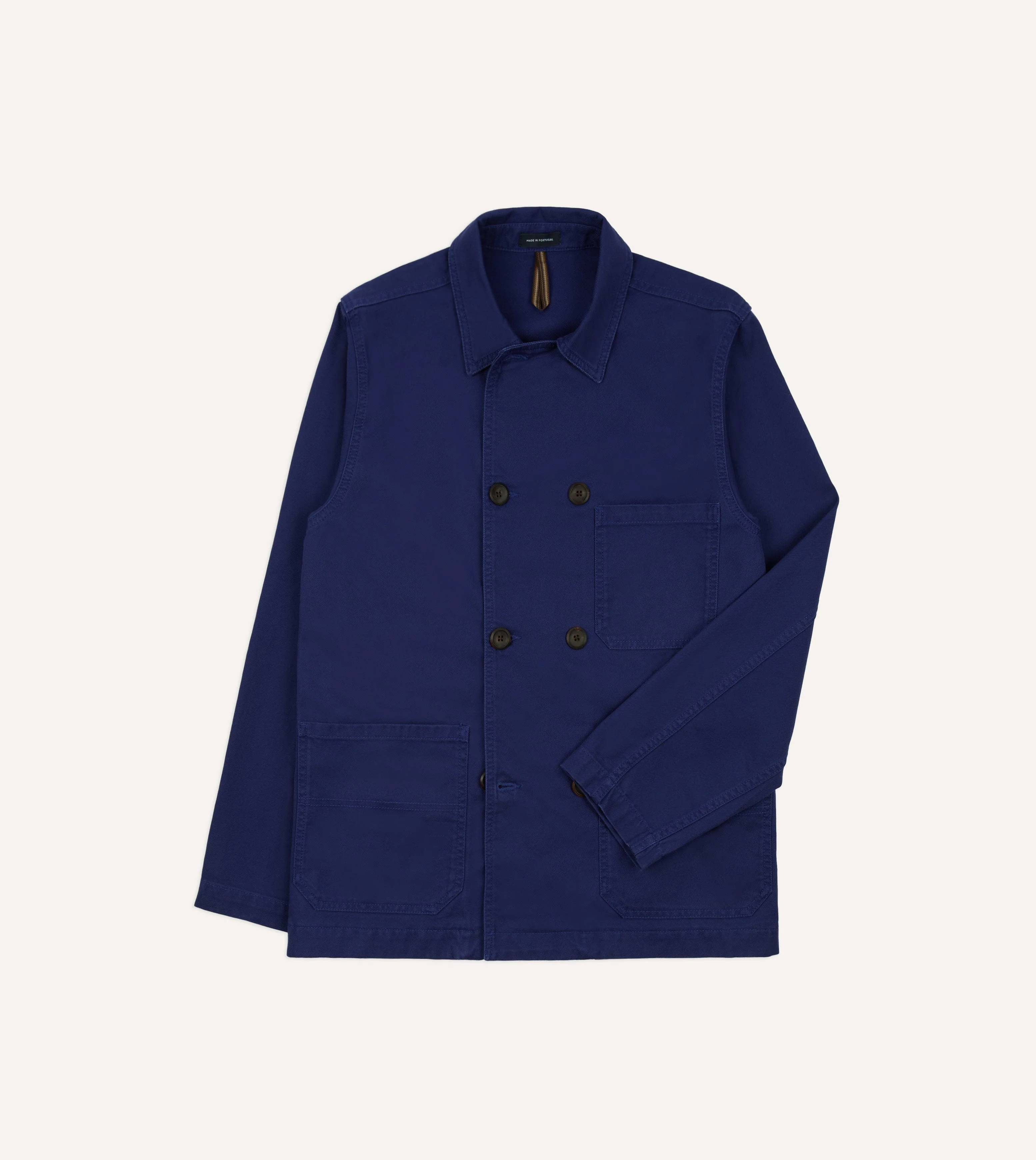 French Blue Cotton Serge Double-Breasted Chore Coat - Image 4