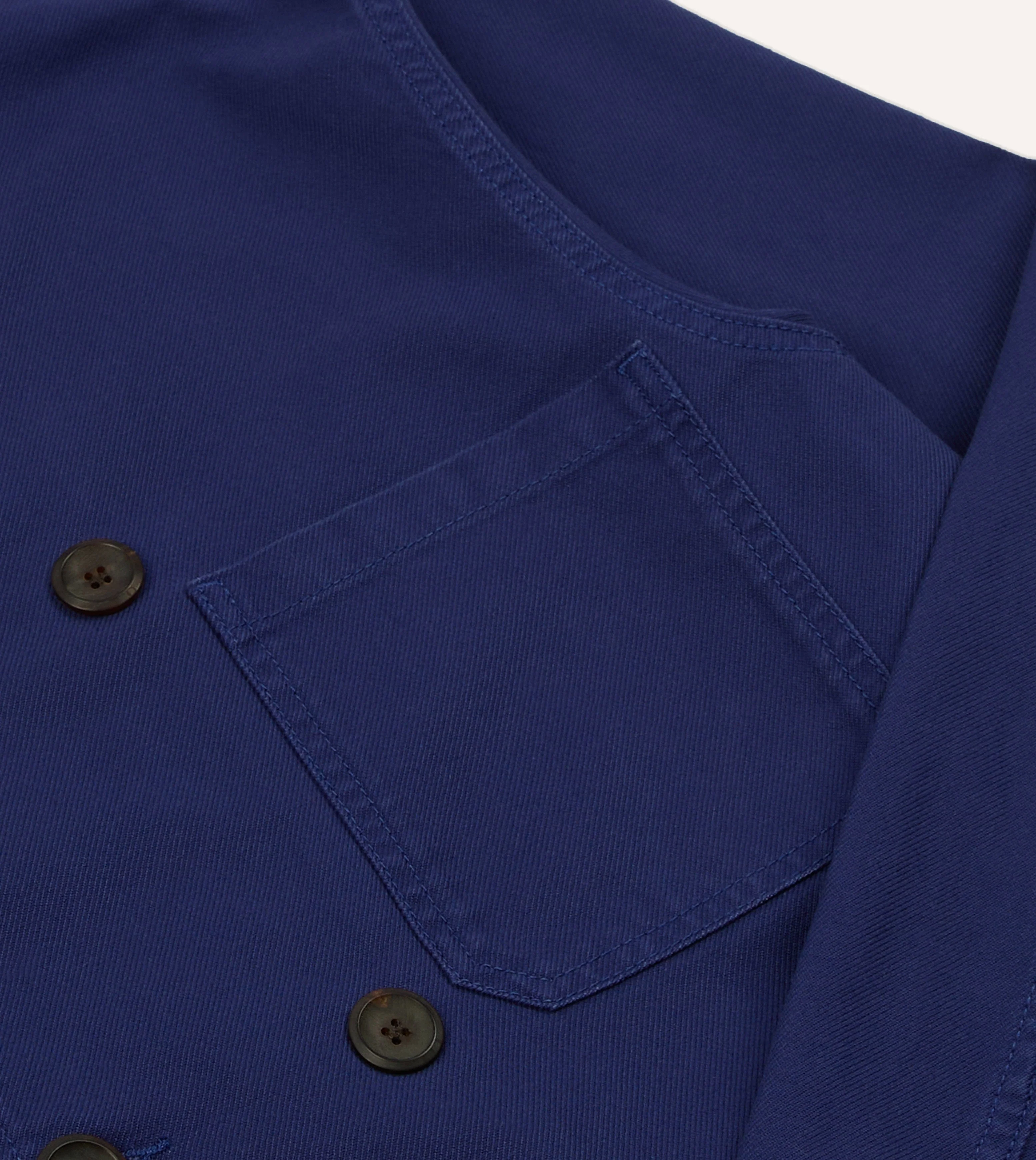 French Blue Cotton Serge Double-Breasted Chore Coat - Image 6