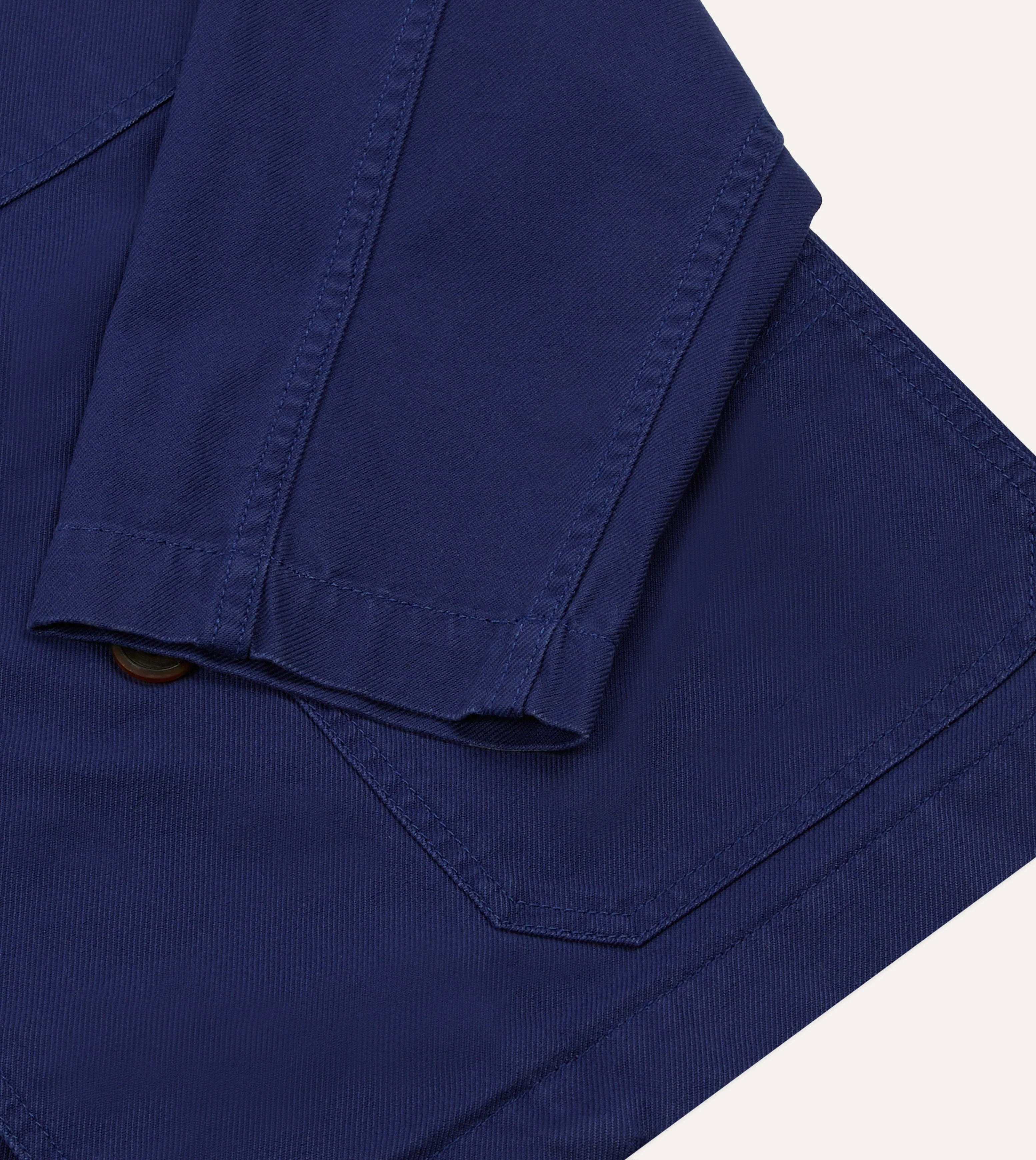 French Blue Cotton Serge Double-Breasted Chore Coat - Image 7