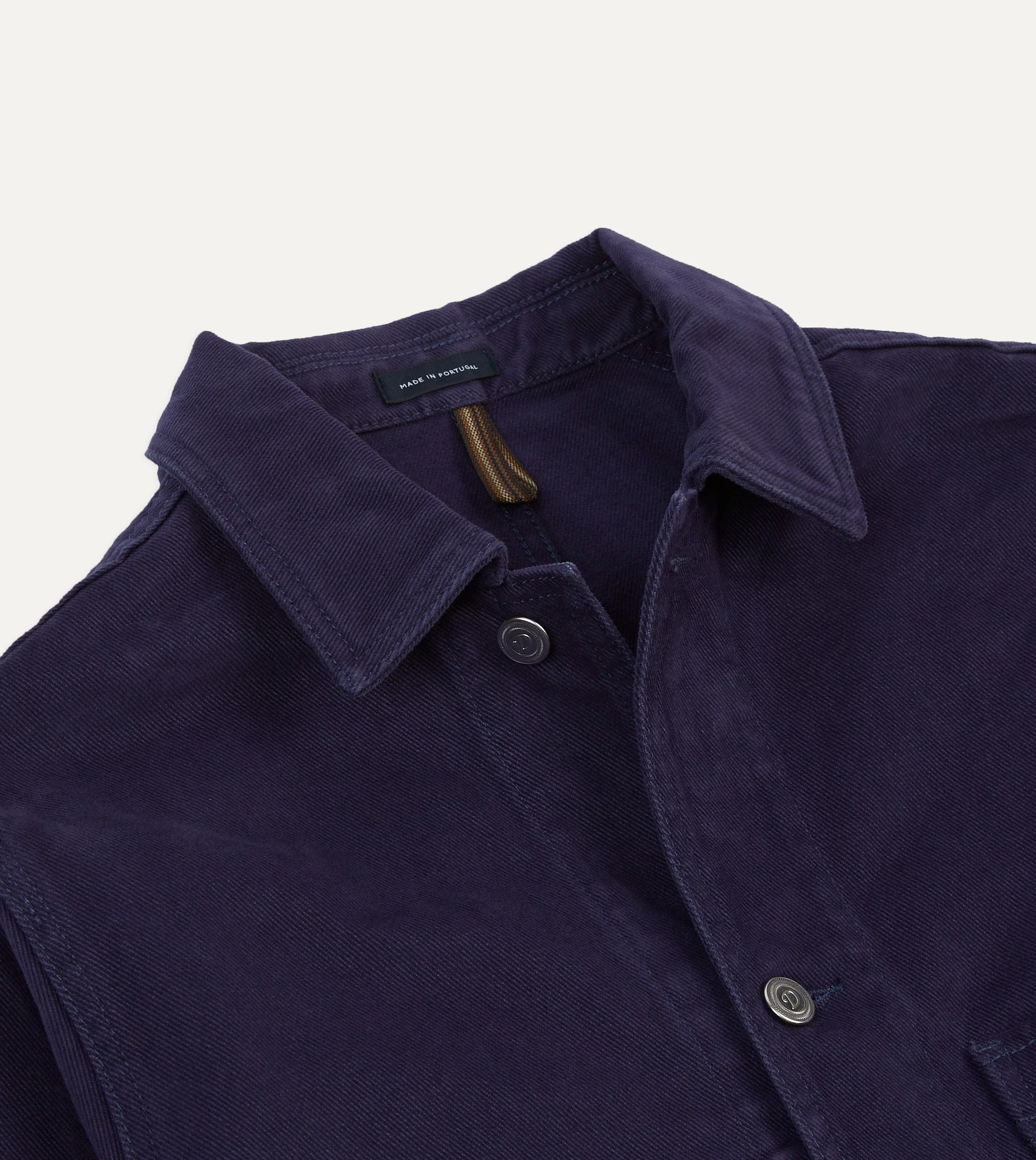 French Blue Heavy Twill Cotton Five-Pocket Chore Jacket - Image 3