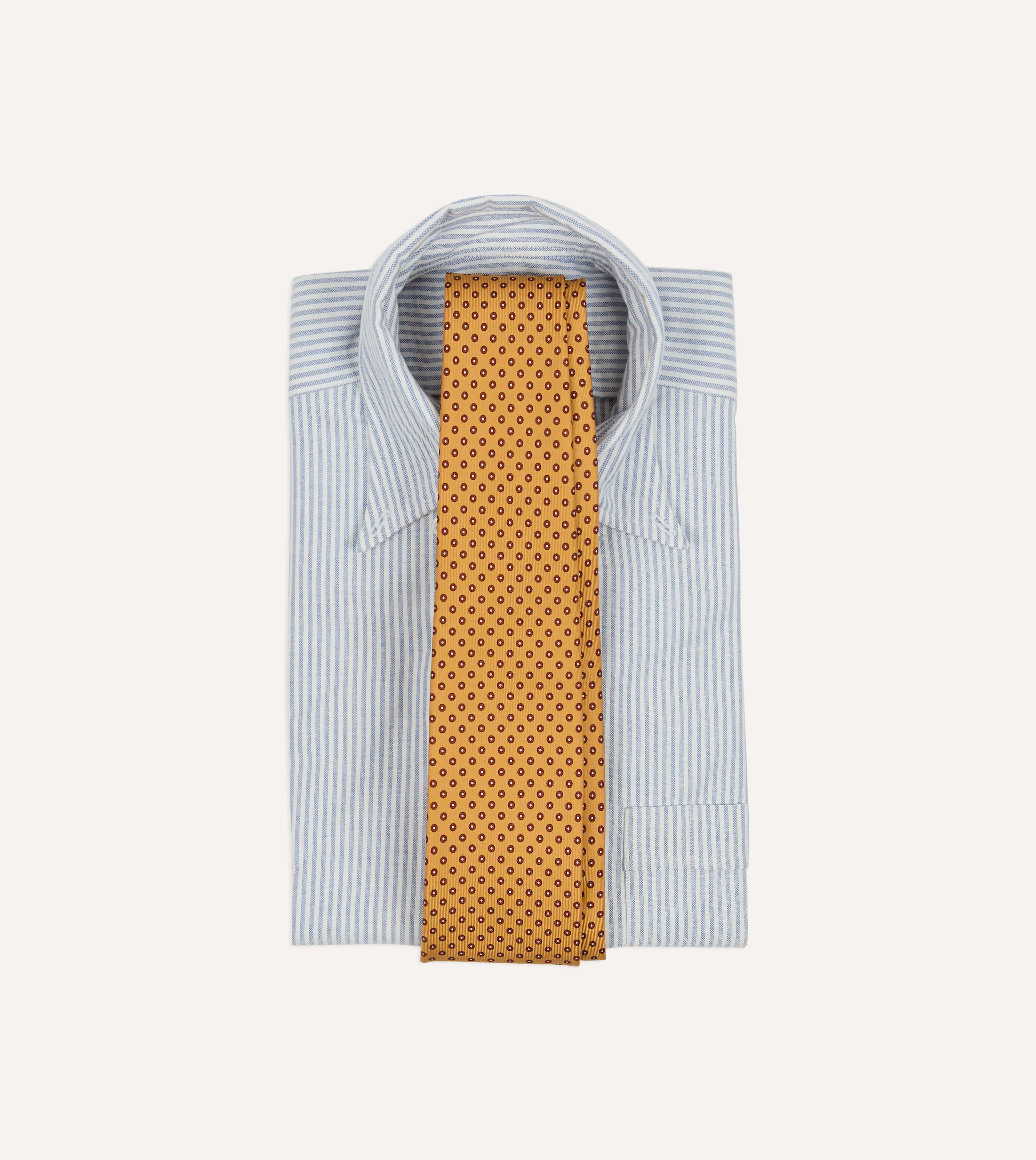 Gold Flowers Print Silk Self Tipped Tie - Image 2