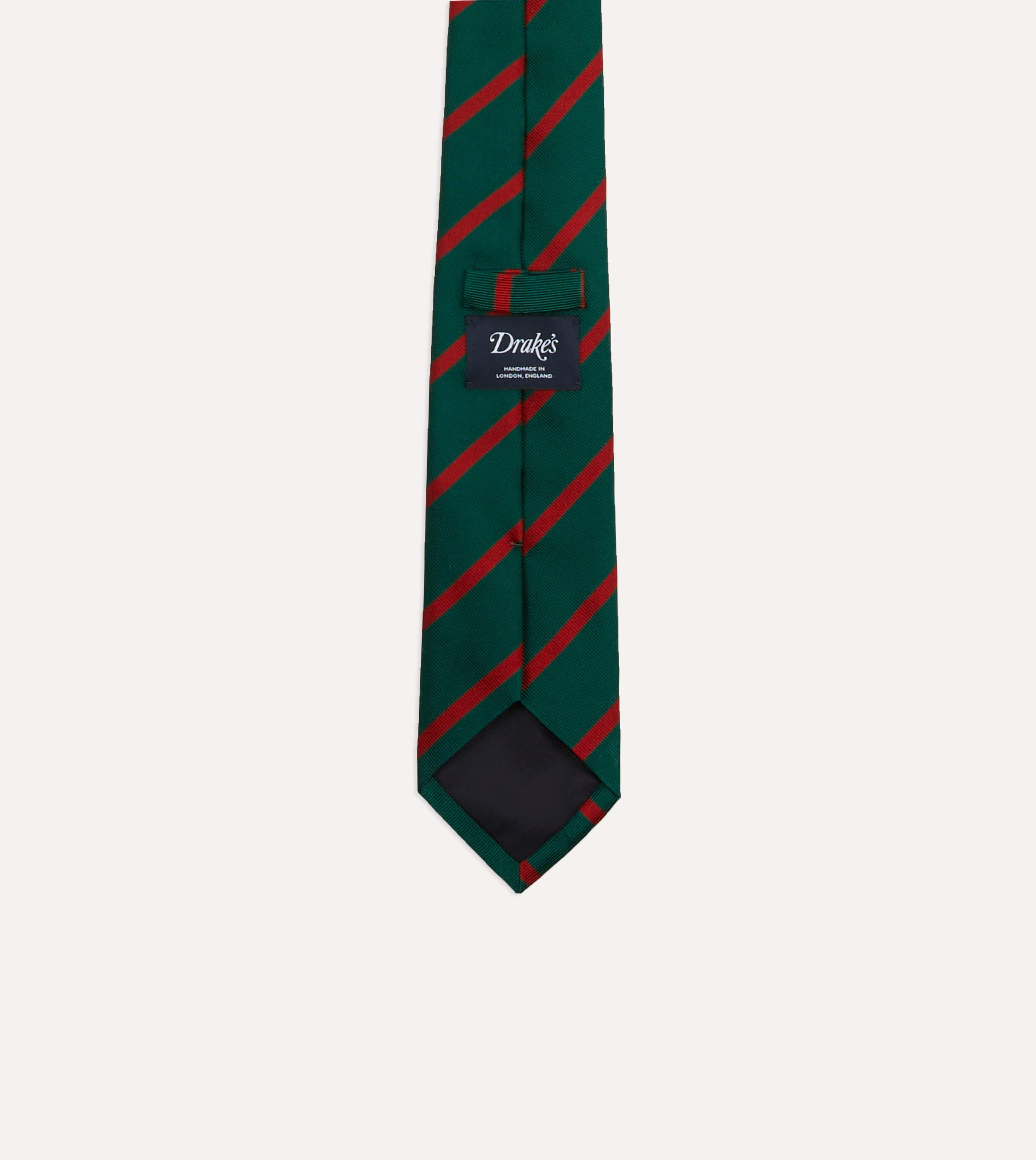 Green and Red Stripe Repp Silk Tie - Image 3