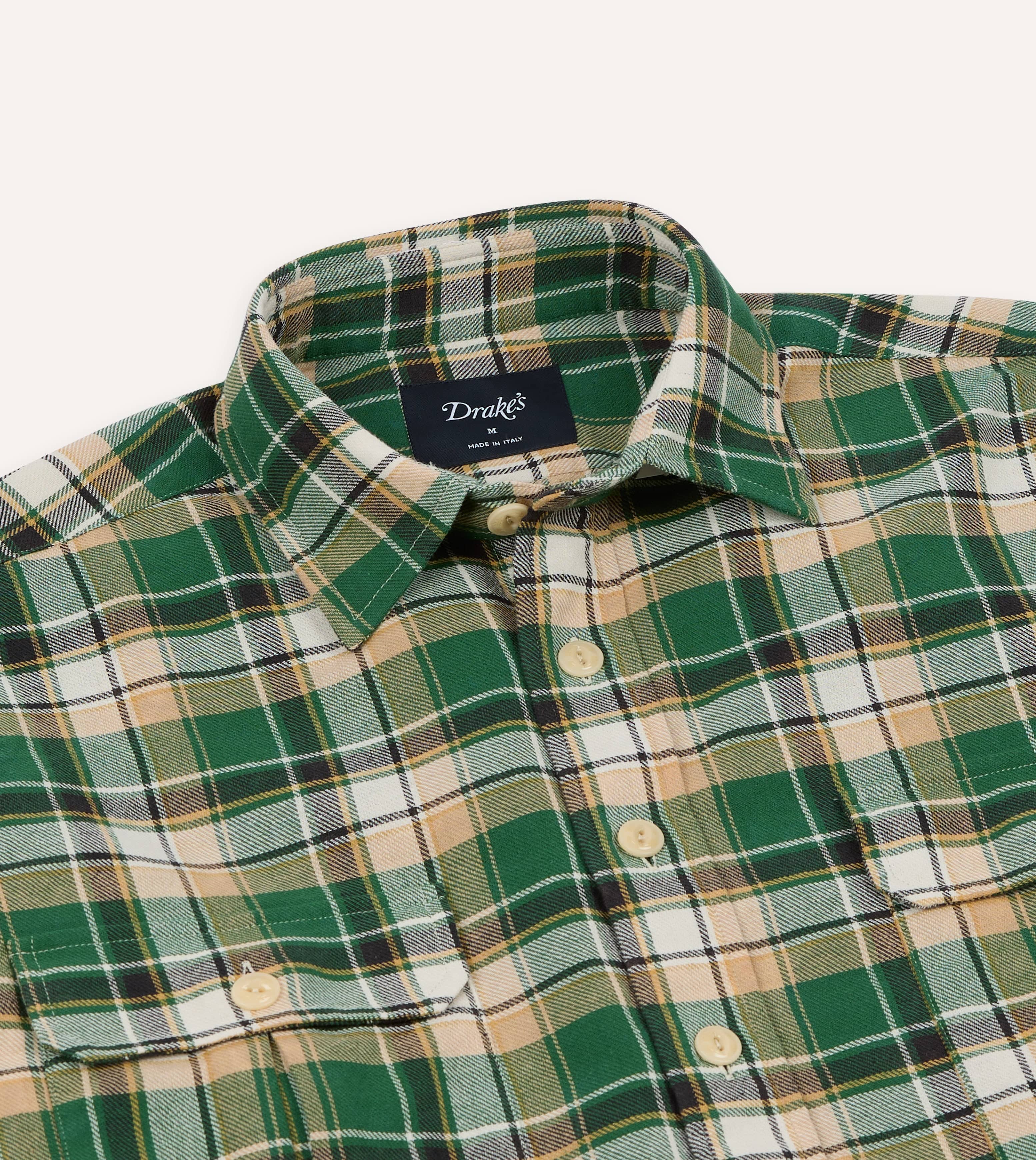 Green Check Cotton Two-Pocket Work Shirt - Image 5