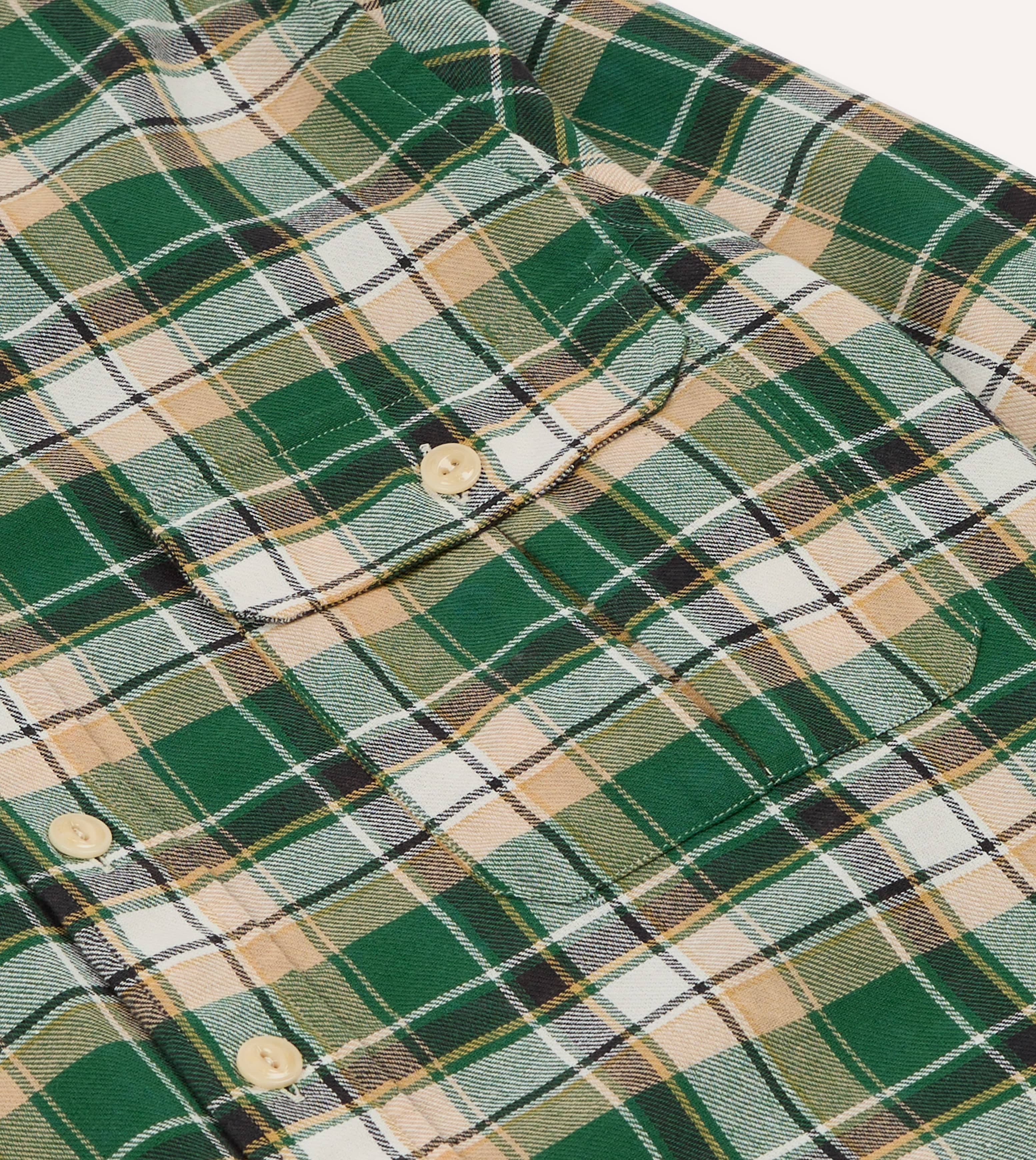 Green Check Cotton Two-Pocket Work Shirt - Image 6
