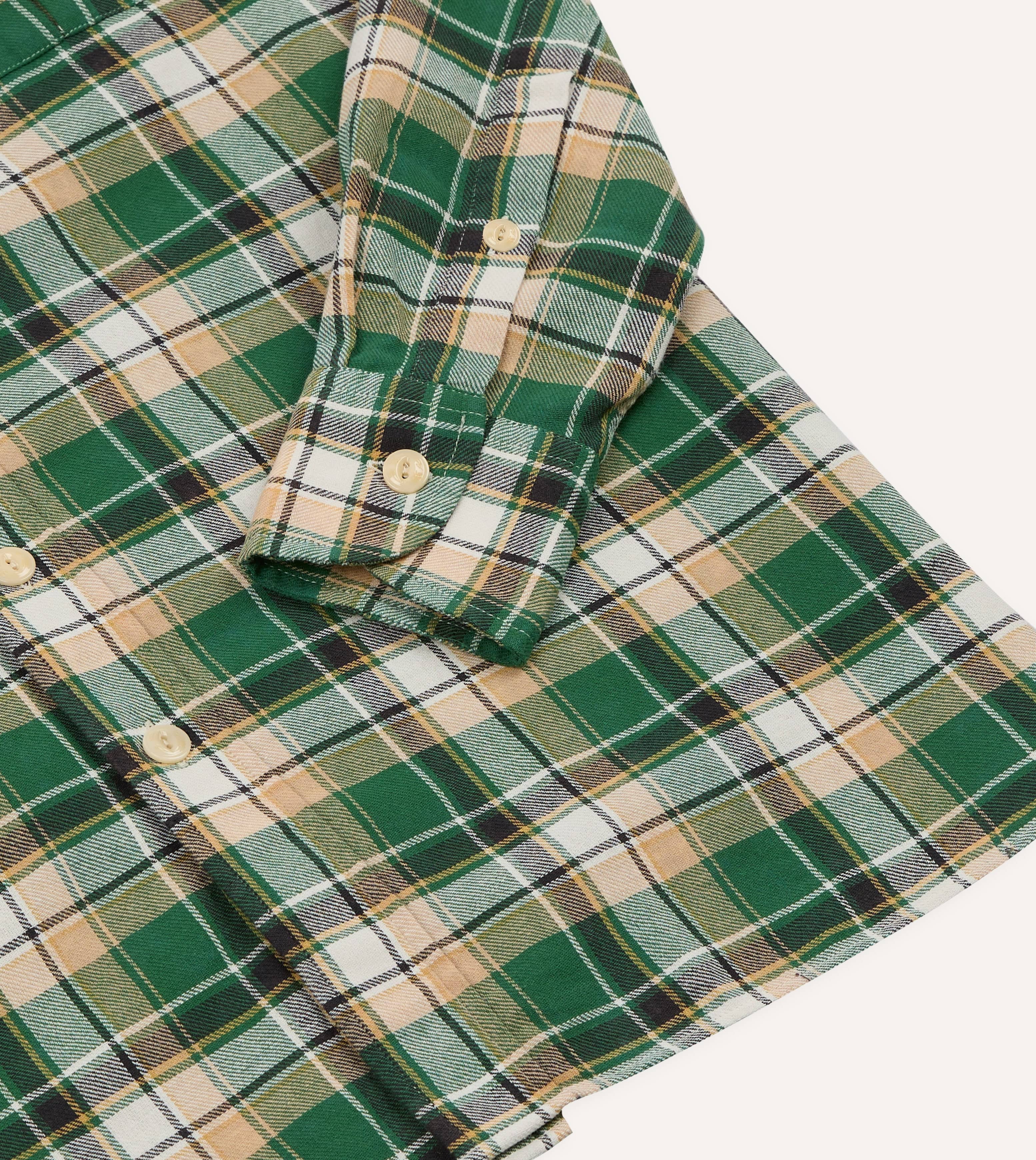 Green Check Cotton Two-Pocket Work Shirt - Image 7