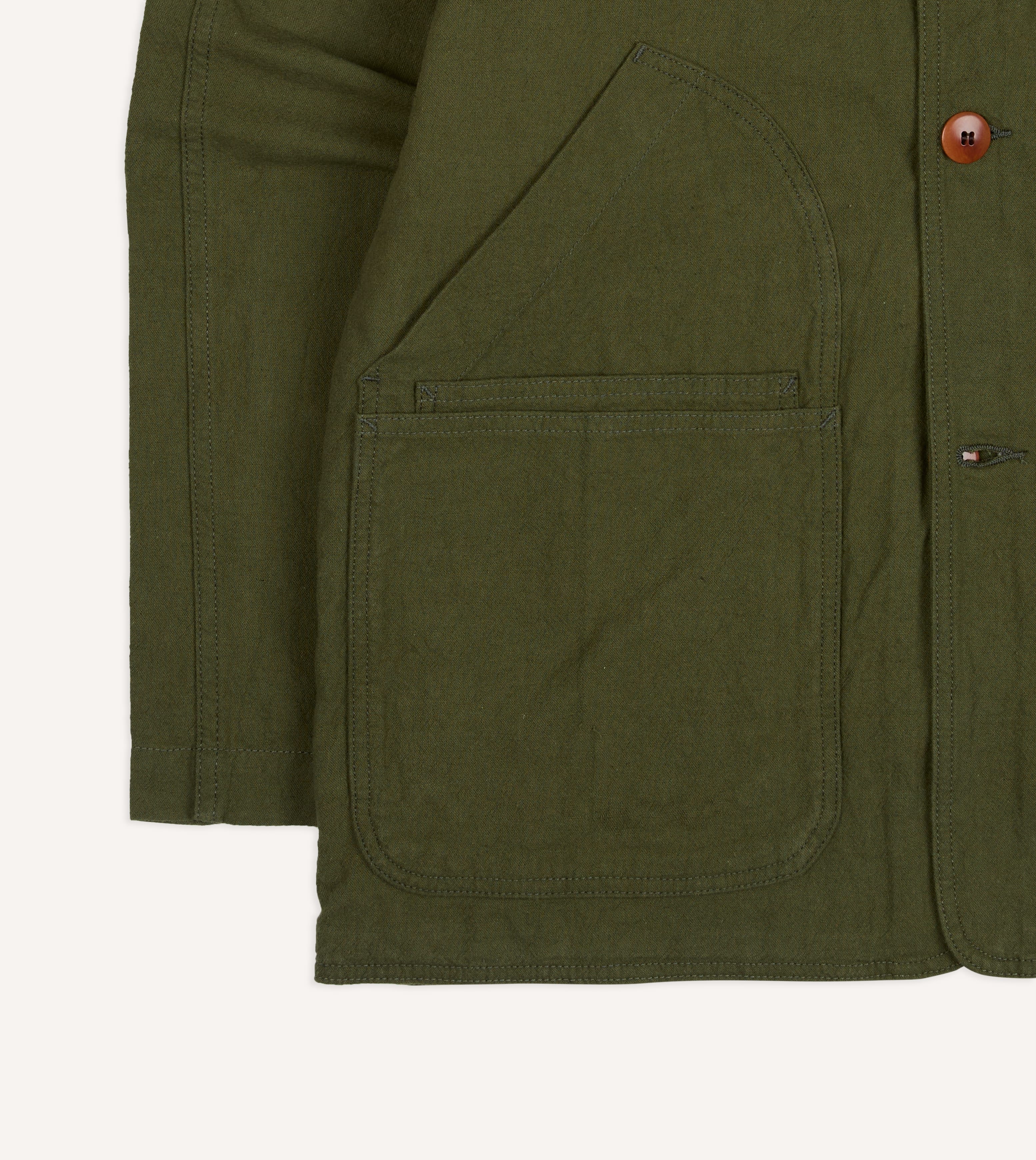 Green Cotton-Linen Raglan Work Coat - Image 4
