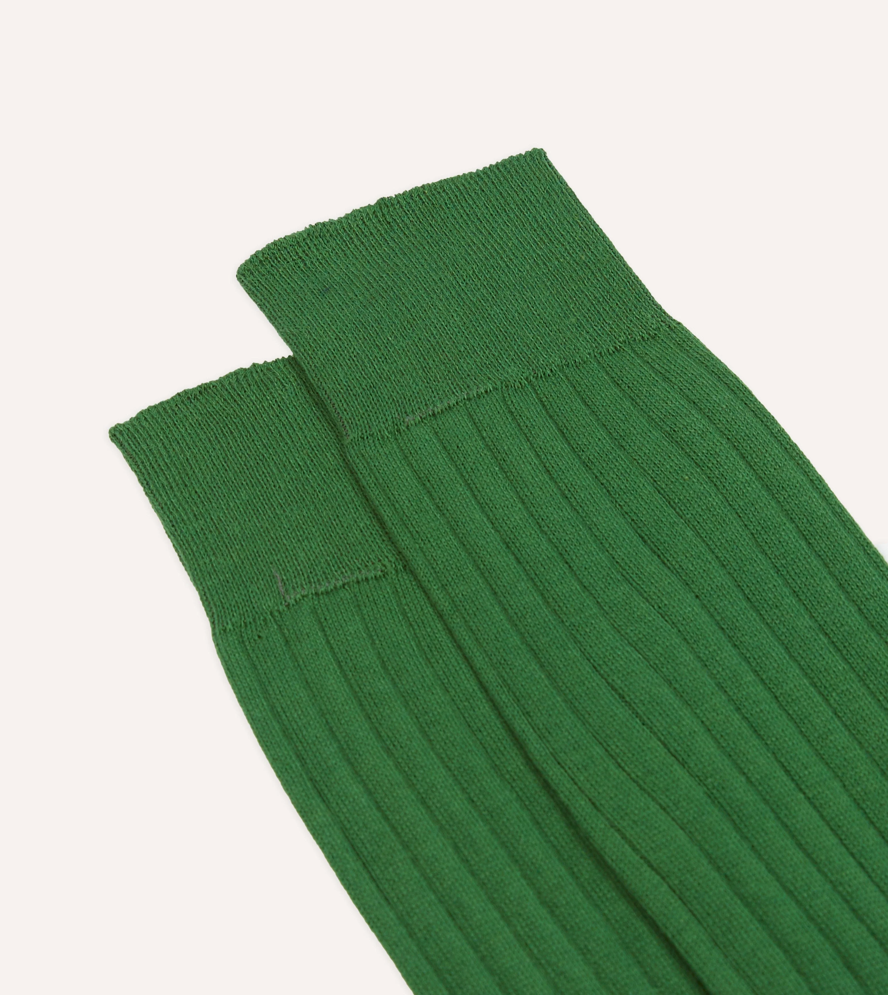 Green Cotton Mid-Calf Socks - Image 3