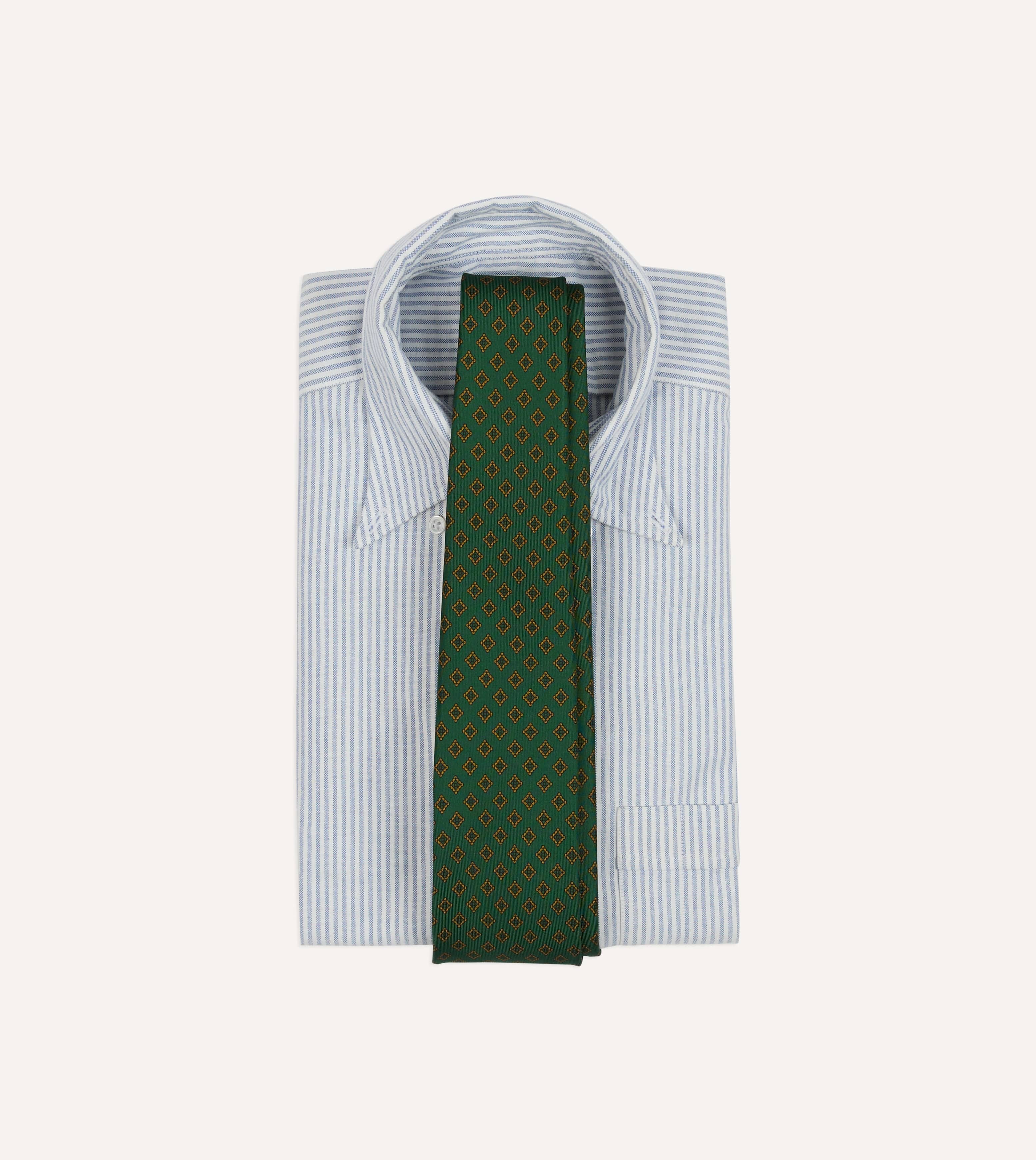 Green Diamond Medallion Self-Tipped Silk Tie - Image 2