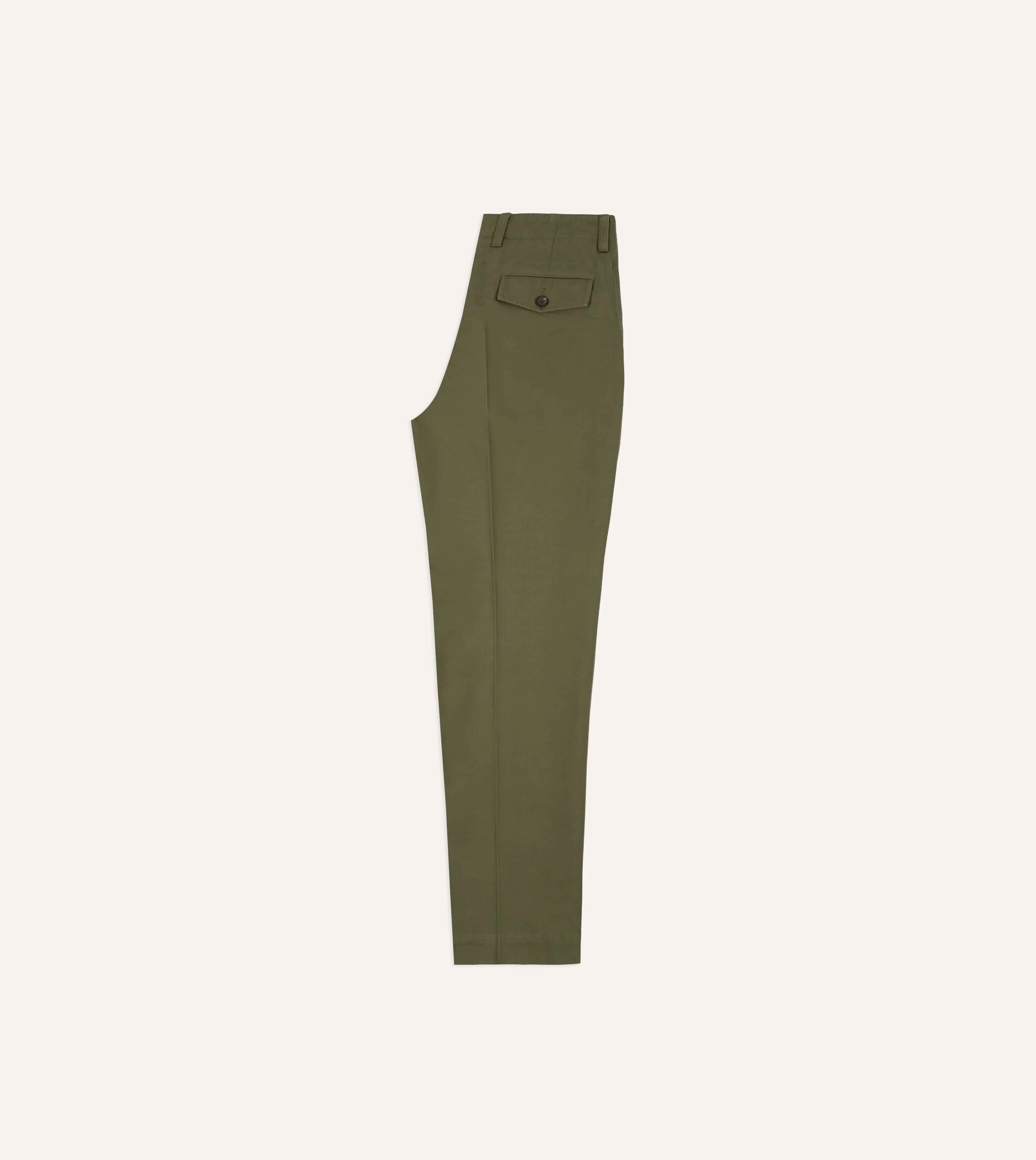 Green Herringbone Cotton Wide Leg Flat Front Chino - Image 7