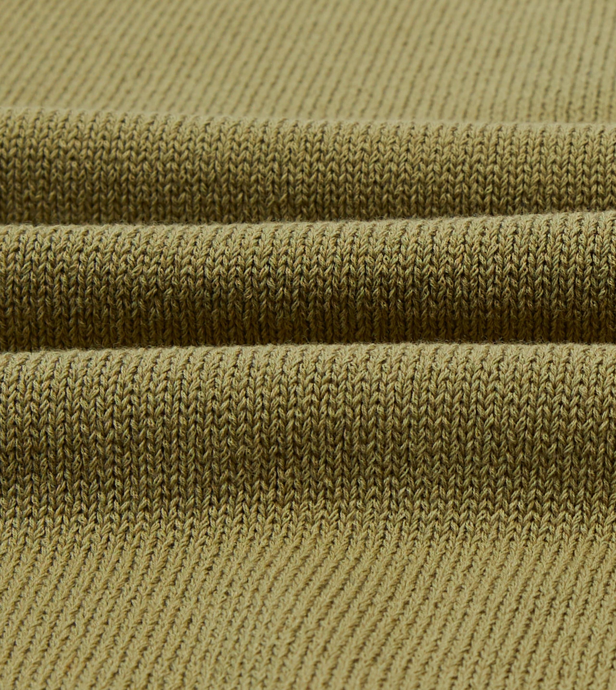 Green Knitted Crepe Cotton Short-Sleeve Polo Shirt - Image 2