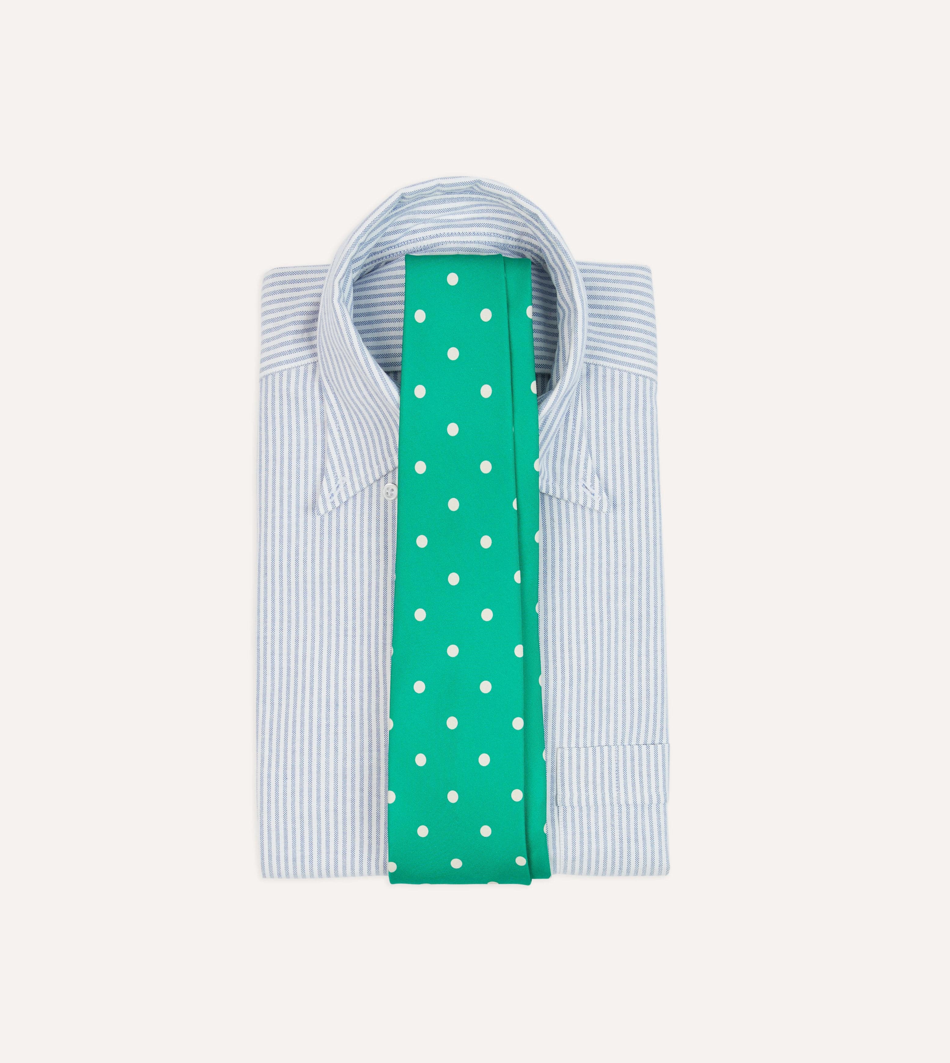 Green Polka Dot Silk Self-Tipped Tie - Image 2