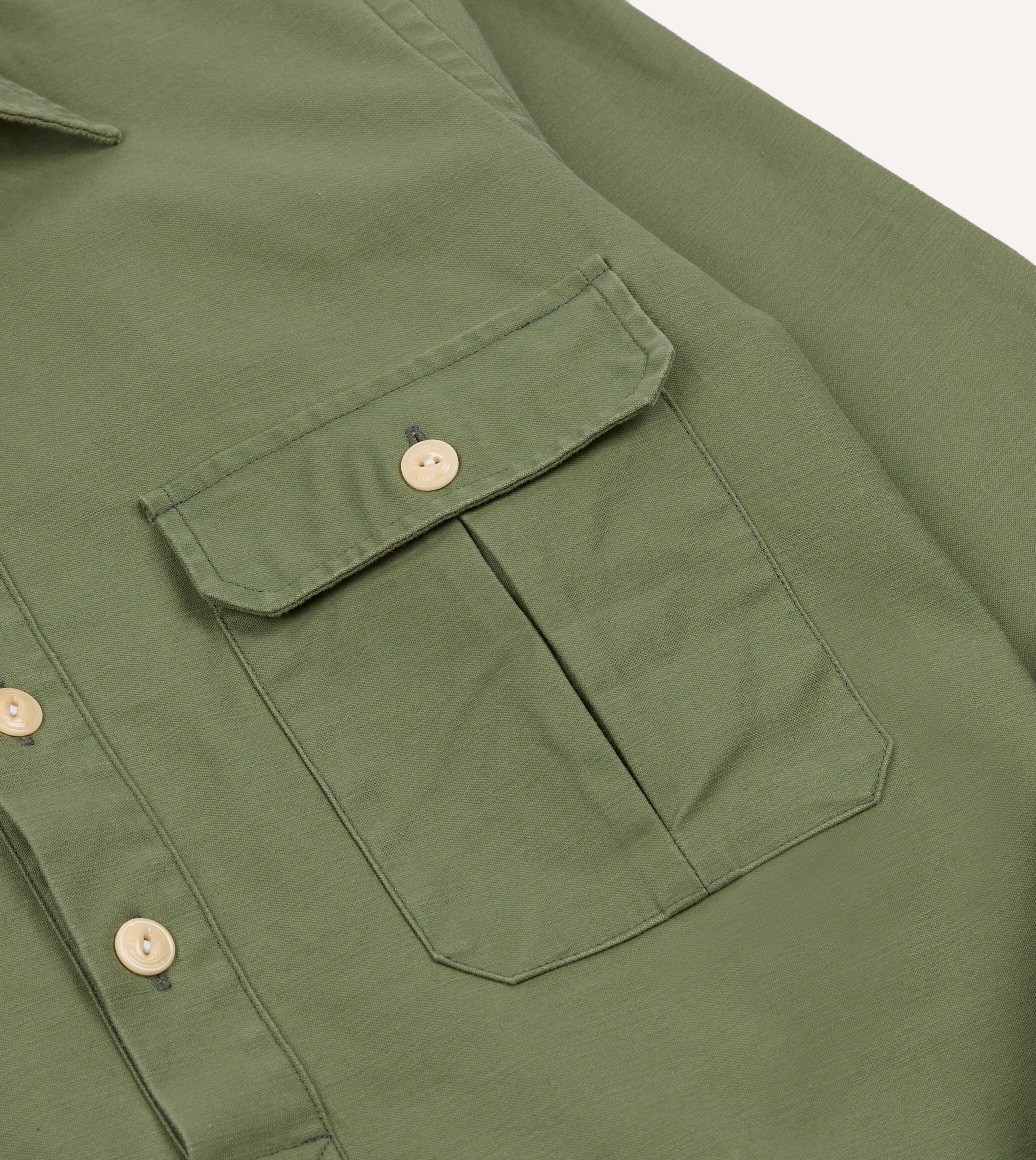 Green Satin Cotton Popover Work Shirt - Image 6