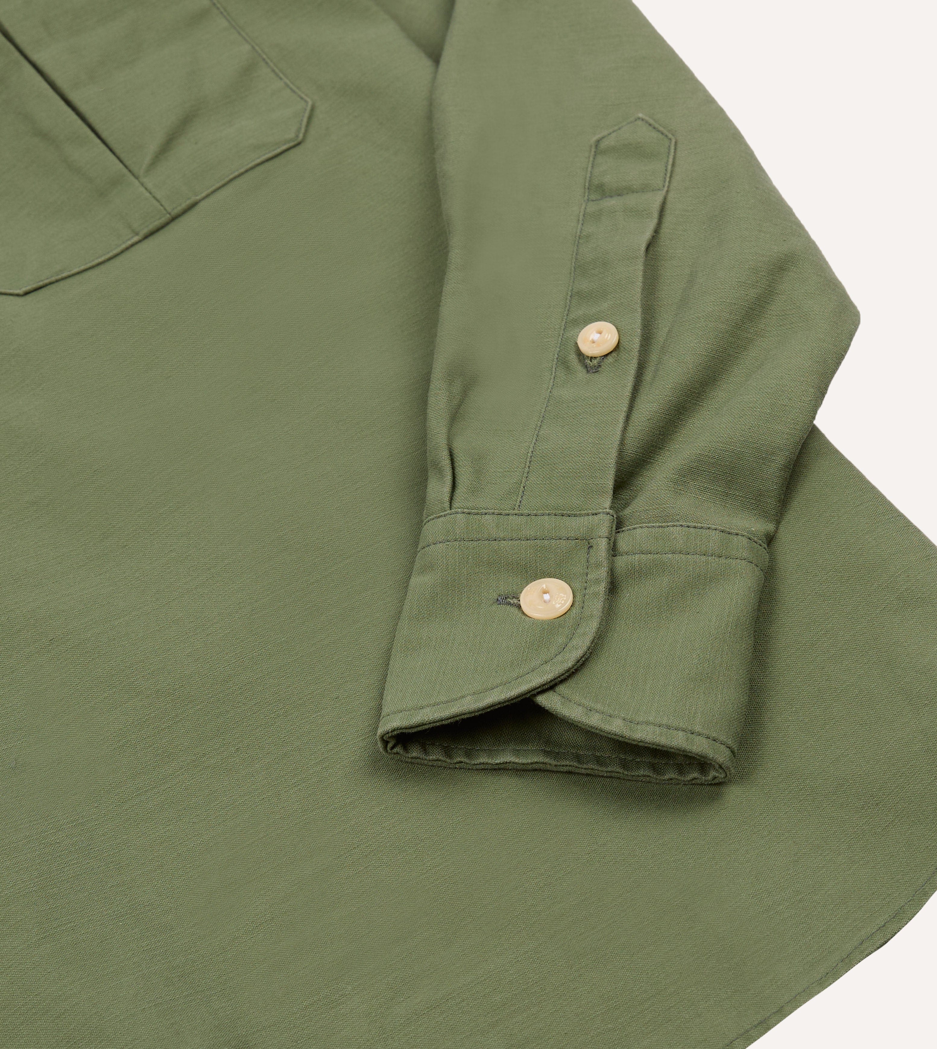 Green Satin Cotton Popover Work Shirt - Image 7