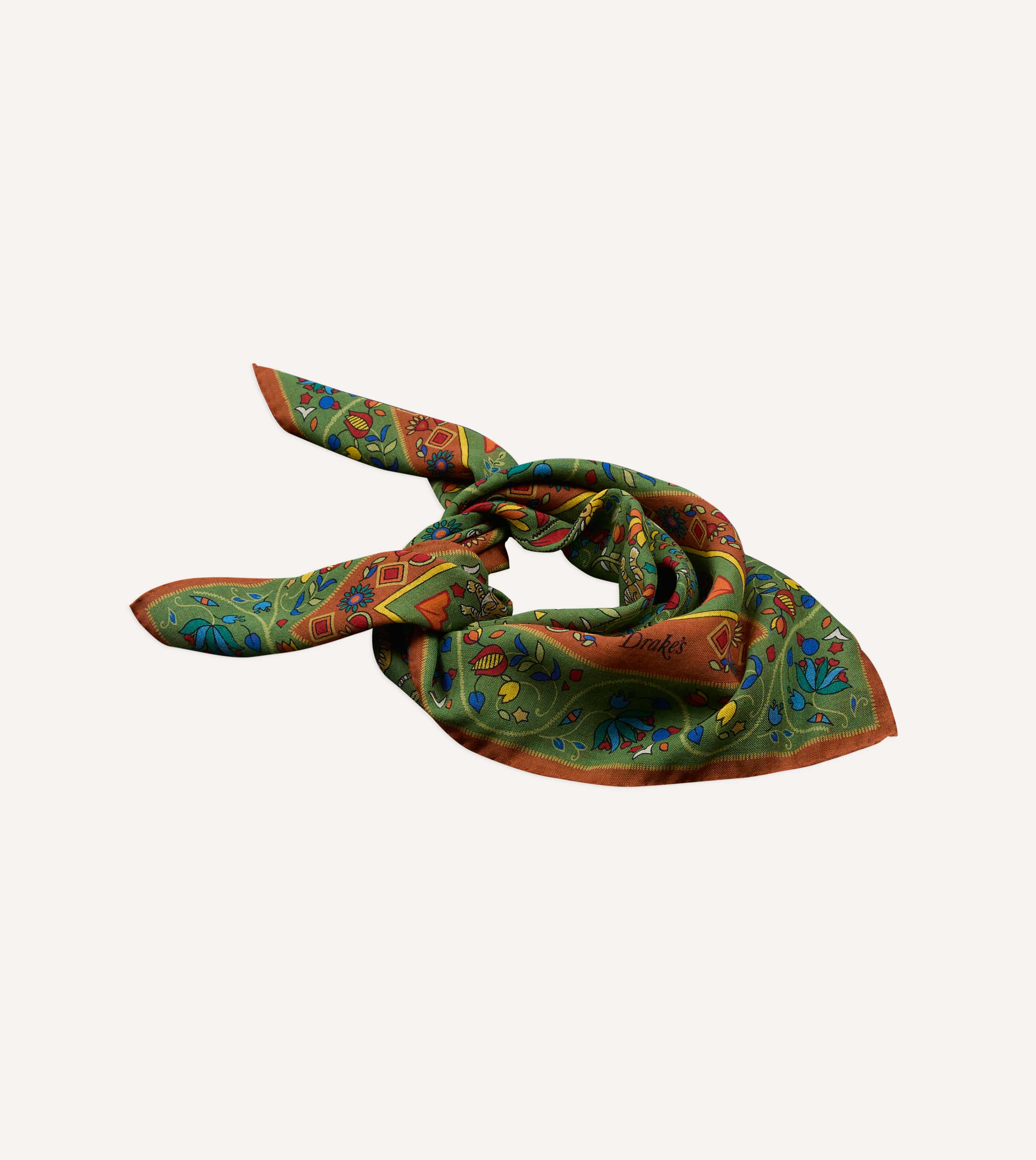 Green Tiger Garden Print Wool-Silk Bandana - Image 4
